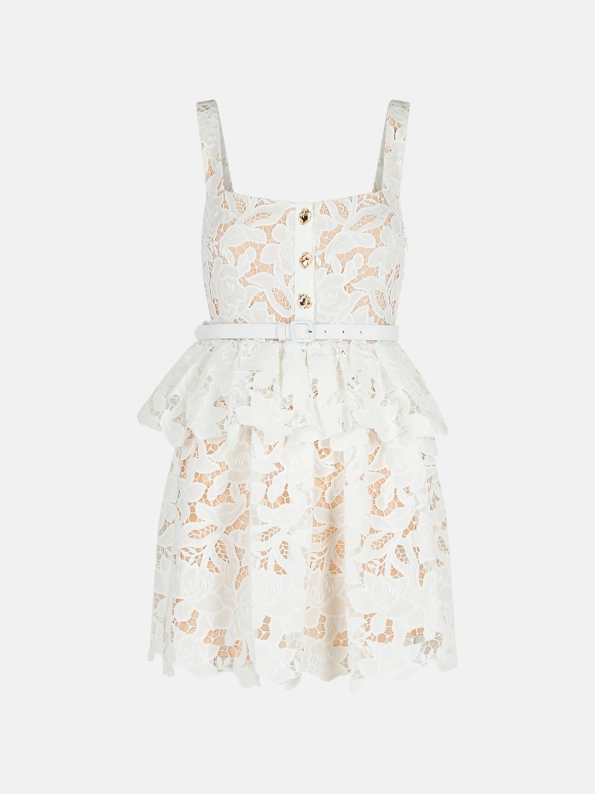 Self-portrait 'lace' Dress In White Polyamide Blend