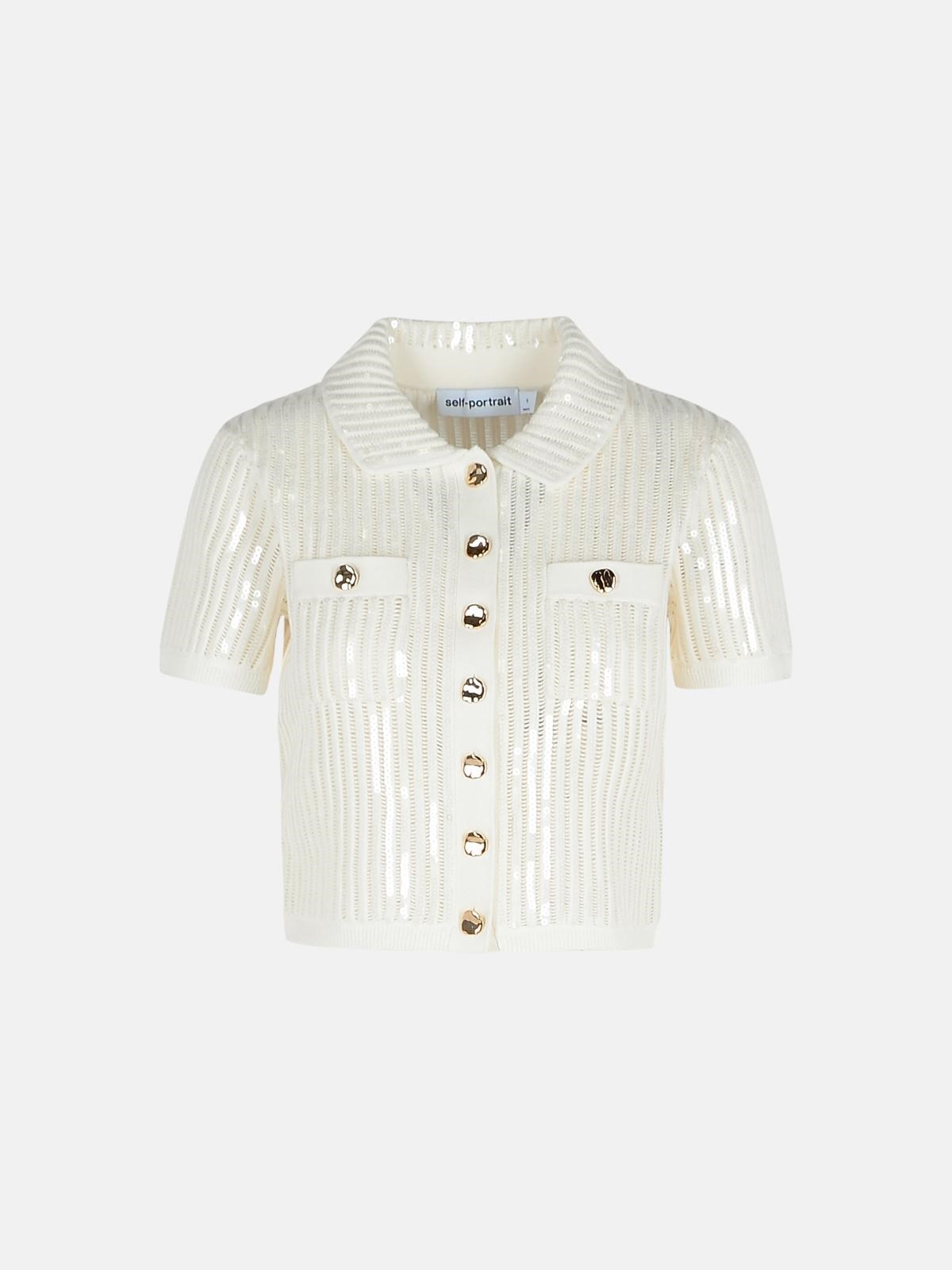 Self-portrait 'crochet' White Cotton Blend Top
