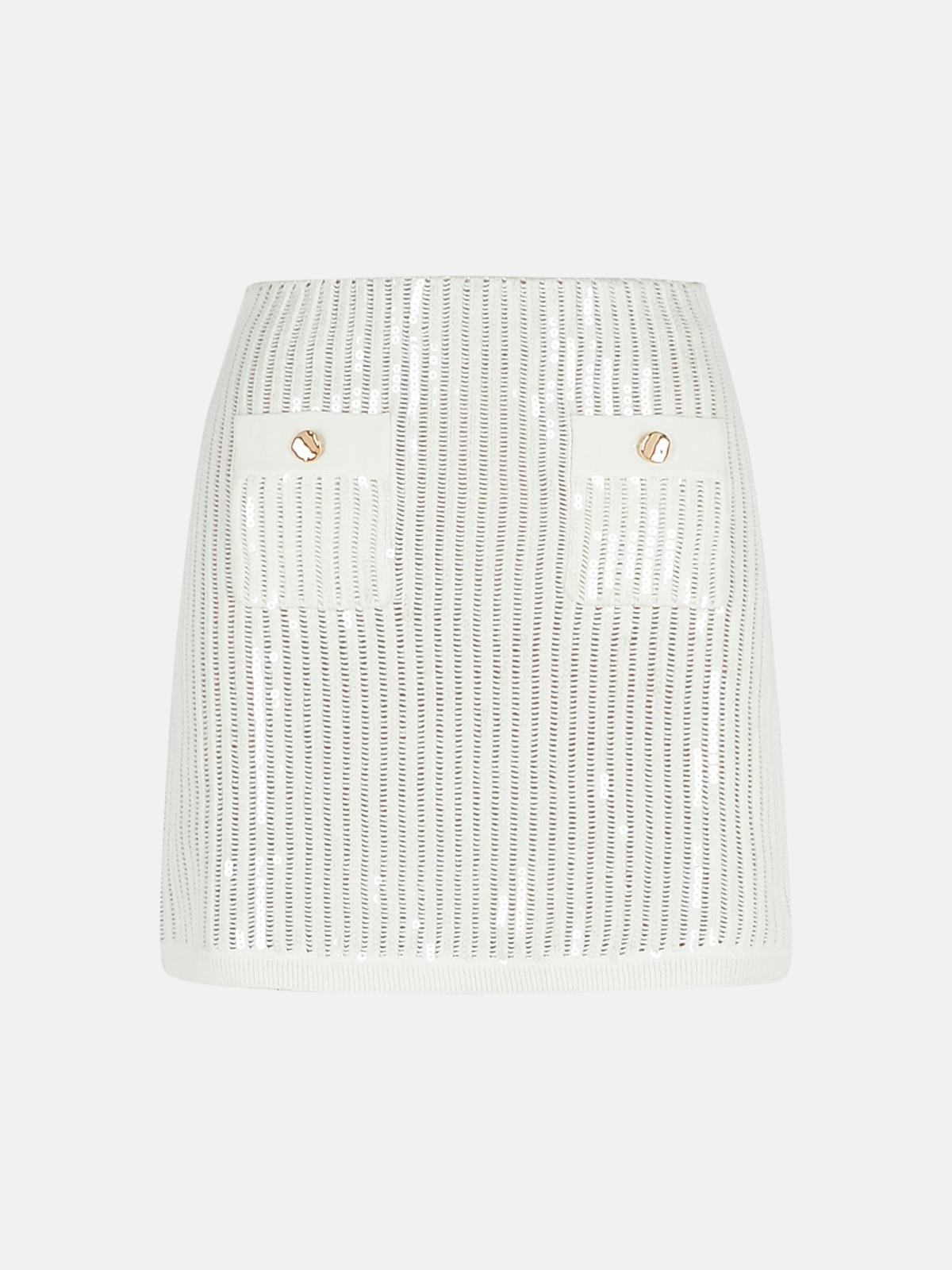 Self-portrait 'crochet' Skirt In White Cotton Blend
