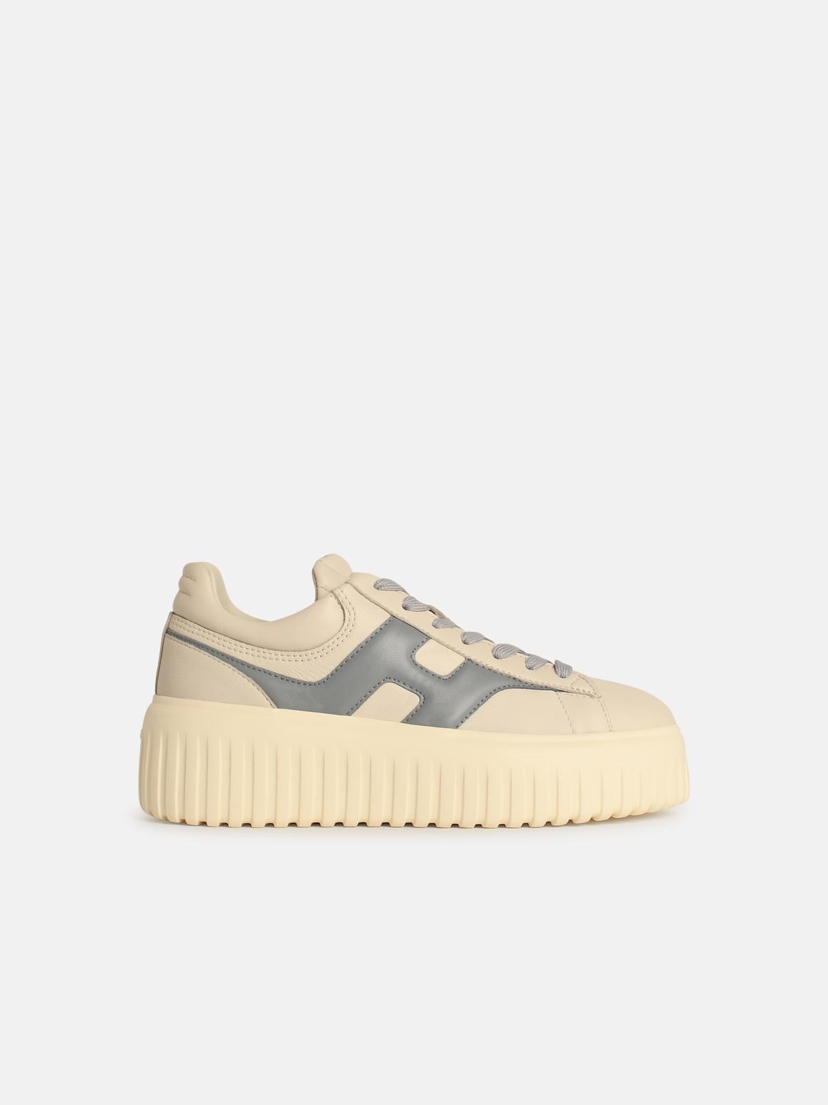 Hogan 'h Stripes' Grey Leather Sneakers In Grey