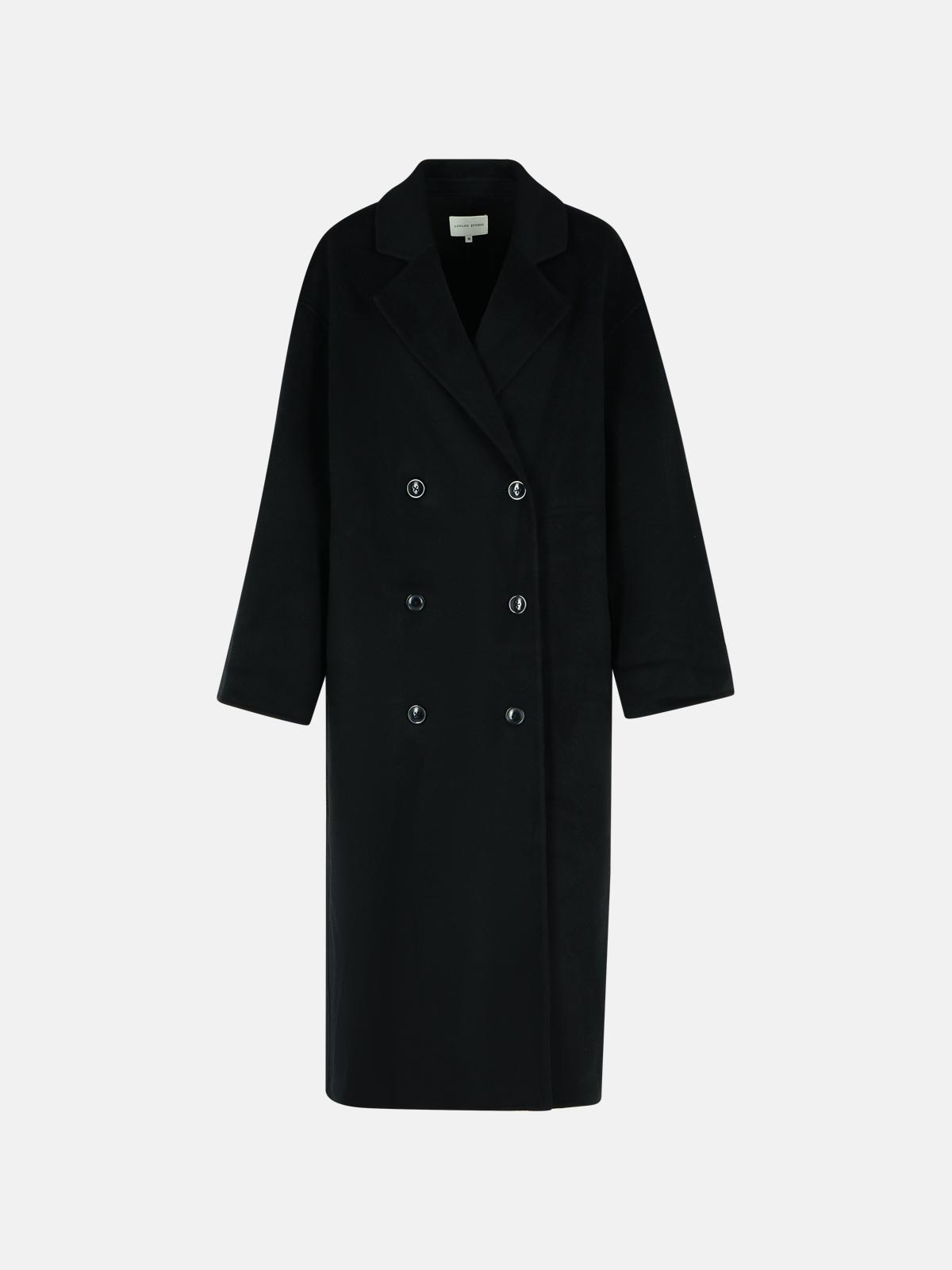 Loulou Studio 'borneo' Black Wool Blend Coat In Black