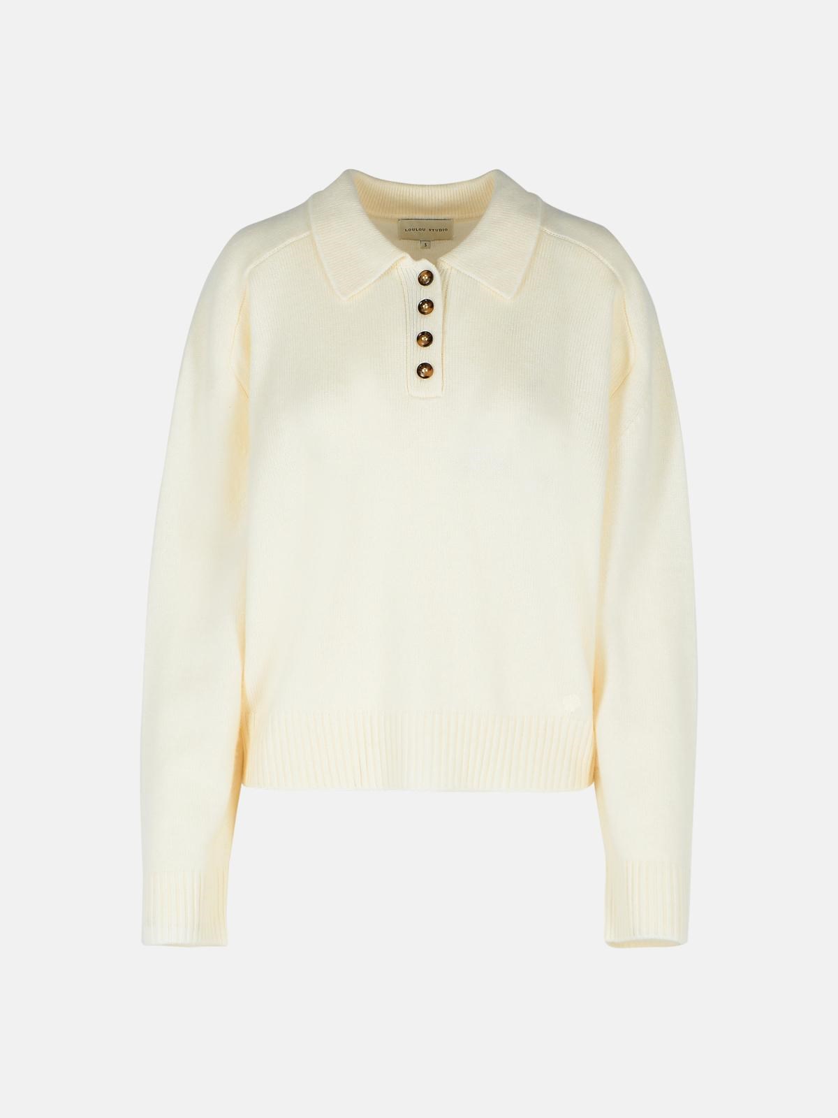 LOULOU STUDIO 'HOMERE' IVORY CASHMERE SWEATER