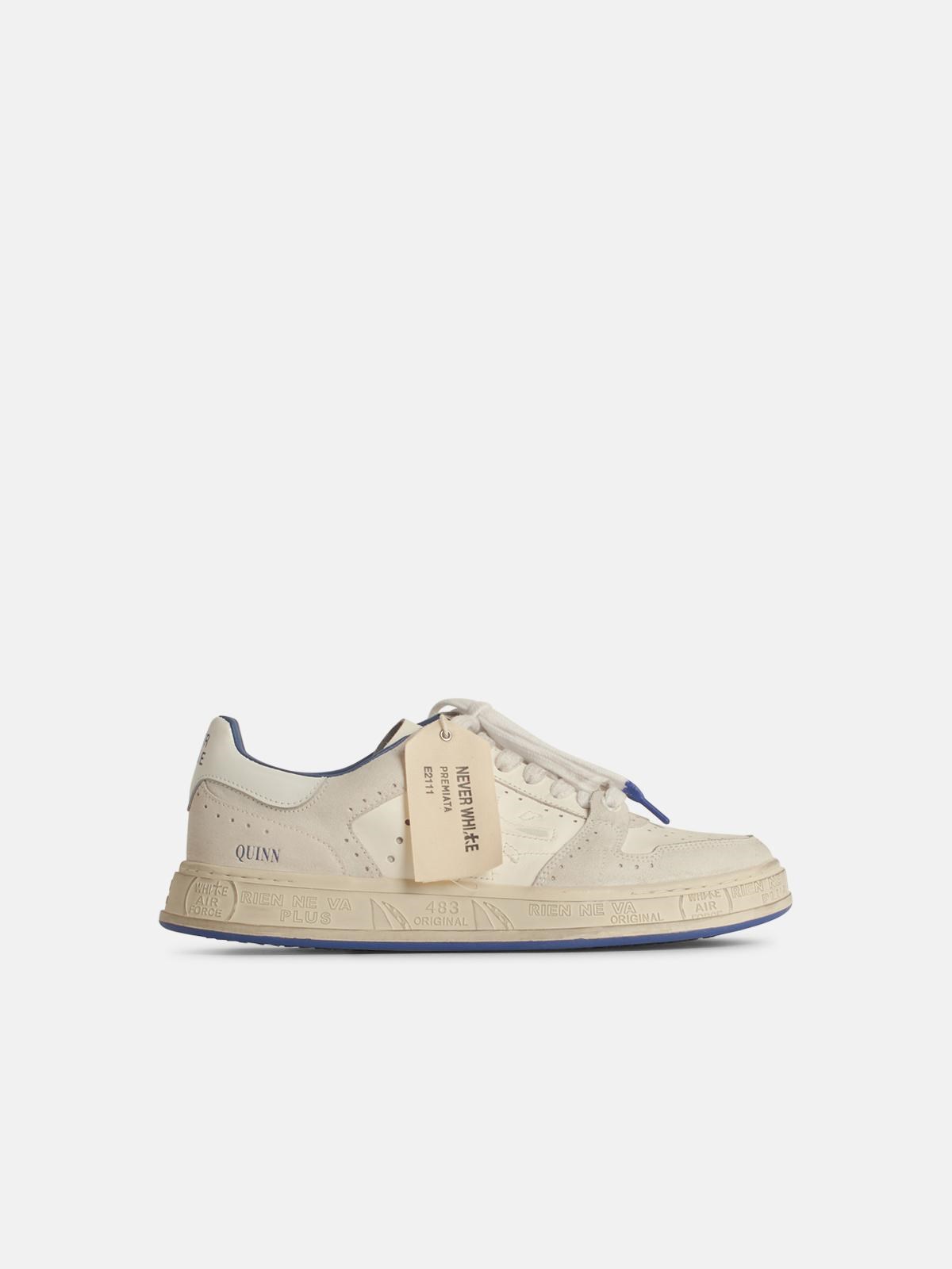 Premiata 'quinn Blu' White Leather Sneakers
