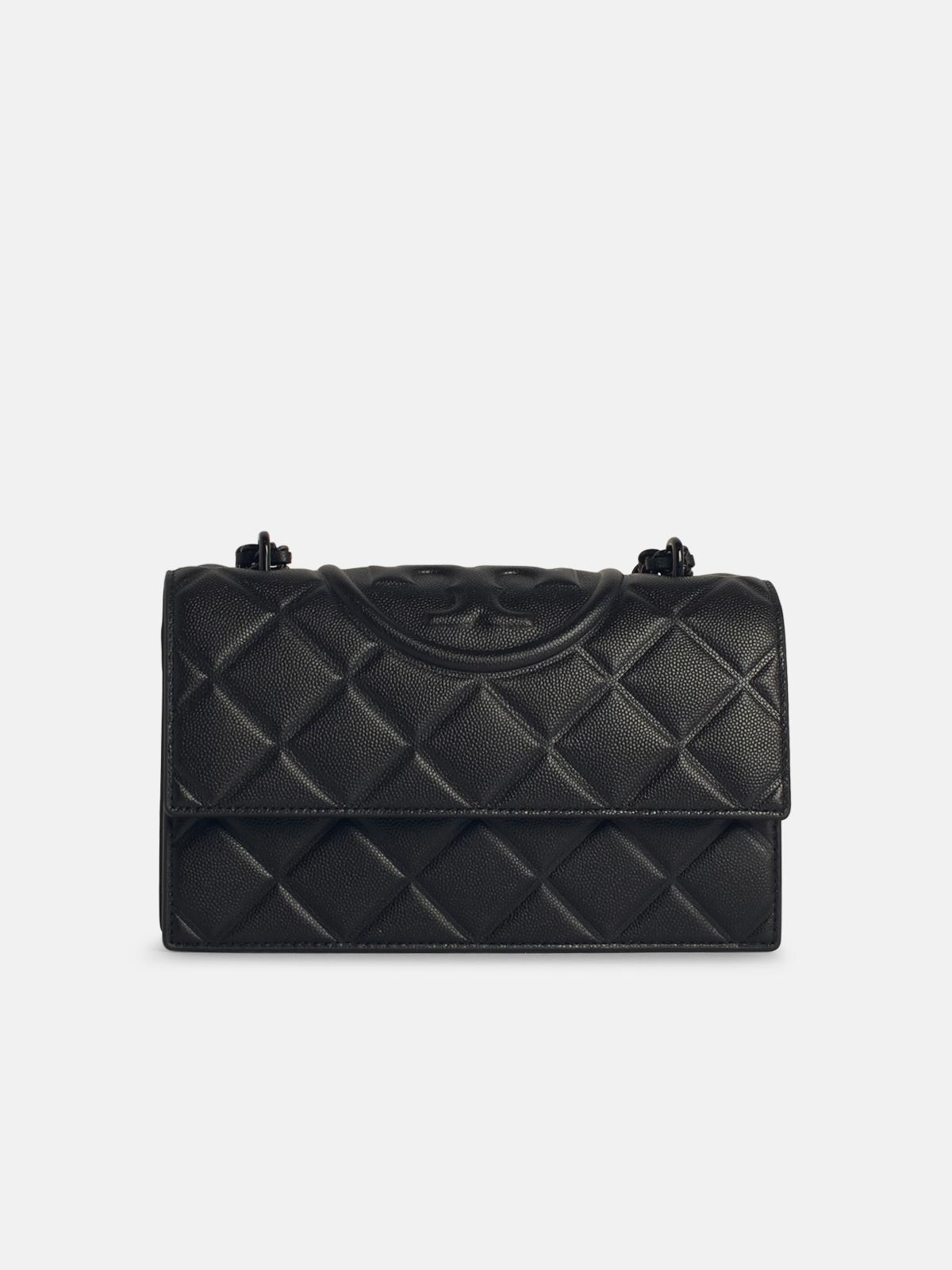 TORY BURCH 'Flaming' Black Leather Crossbody Bag