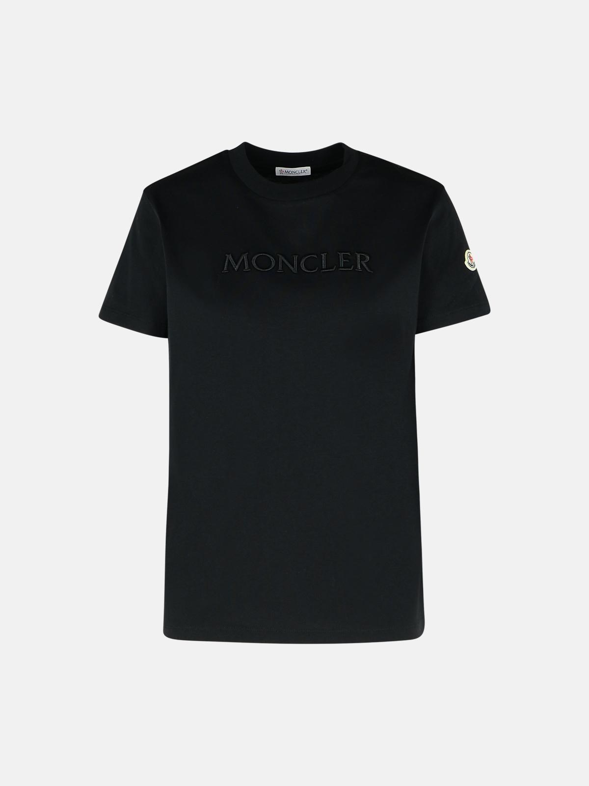 Moncler Black Cotton T-shirt In Black