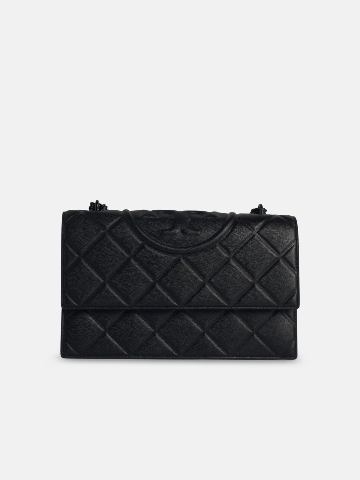 TORY BURCH 'Flaming' Black Leather Crossbody Bag