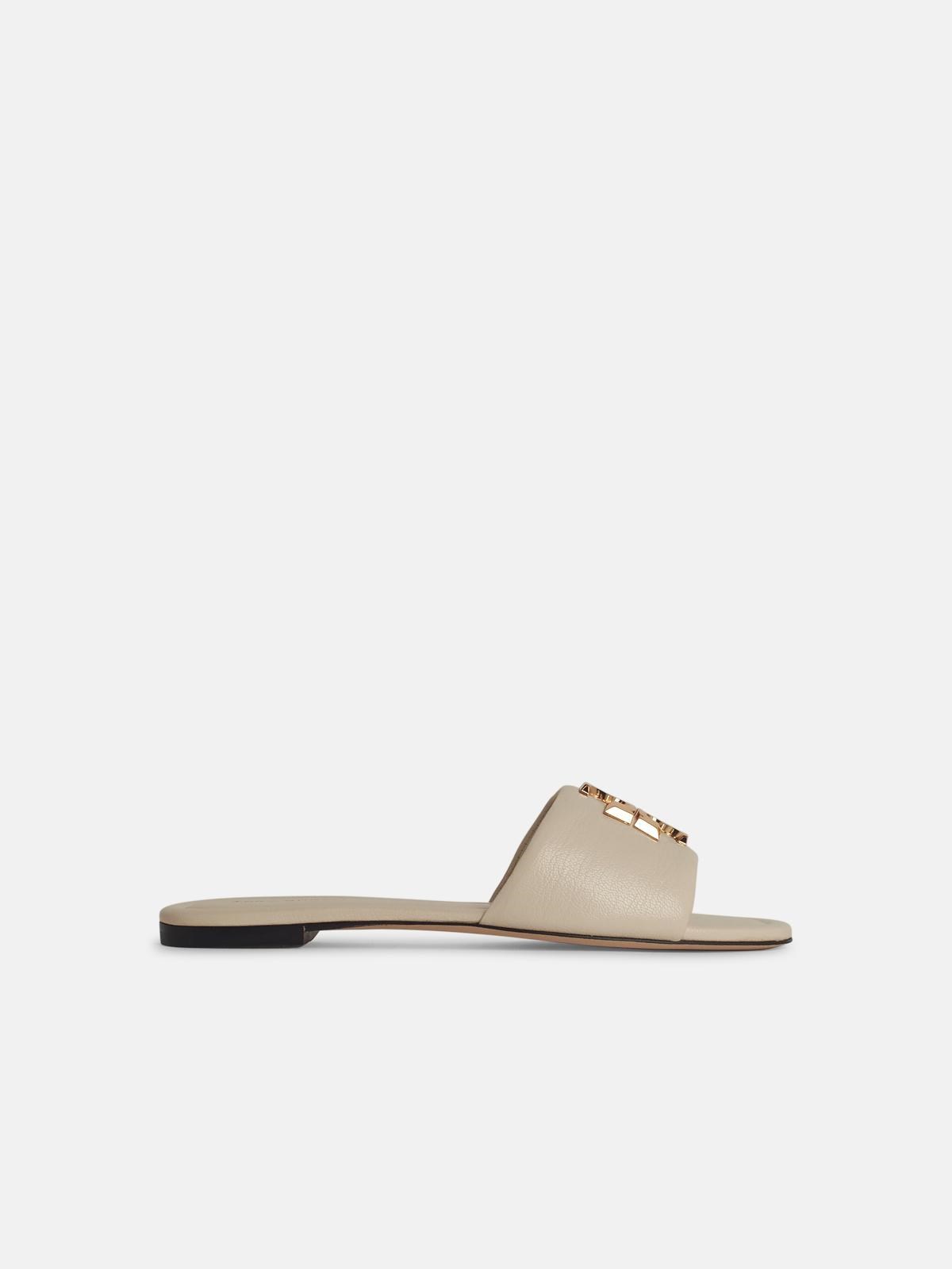 Tory Burch 'eleanor' Cream Leather Slippers