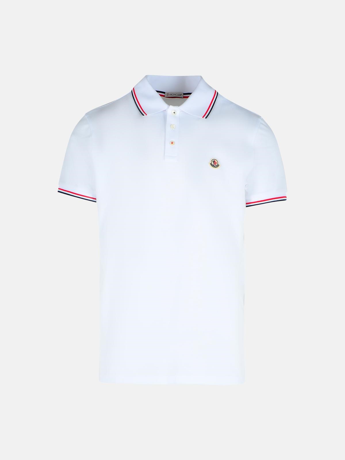 Moncler White Cotton Polo Shirt