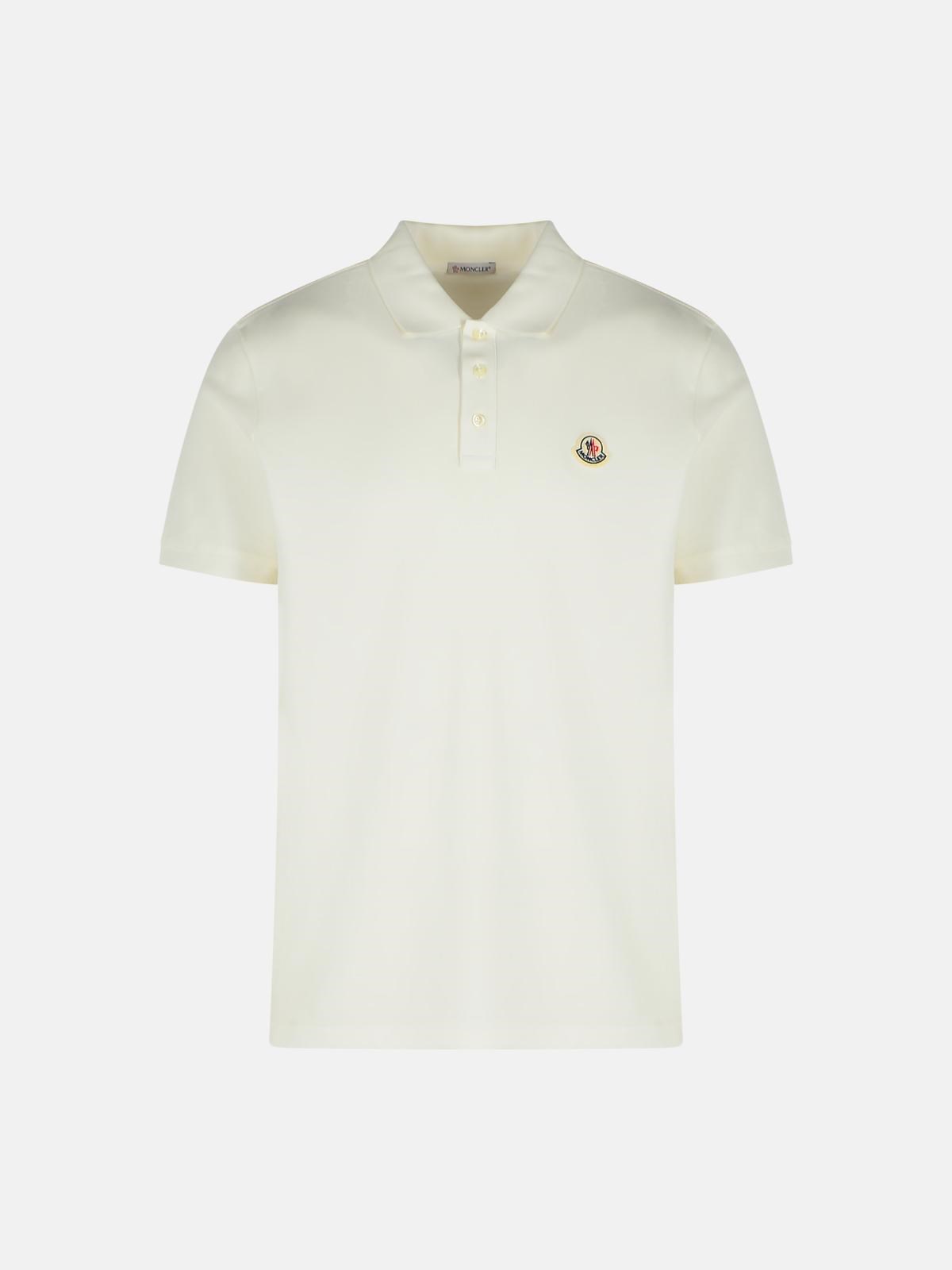 Moncler White Cotton Polo Shirt In White