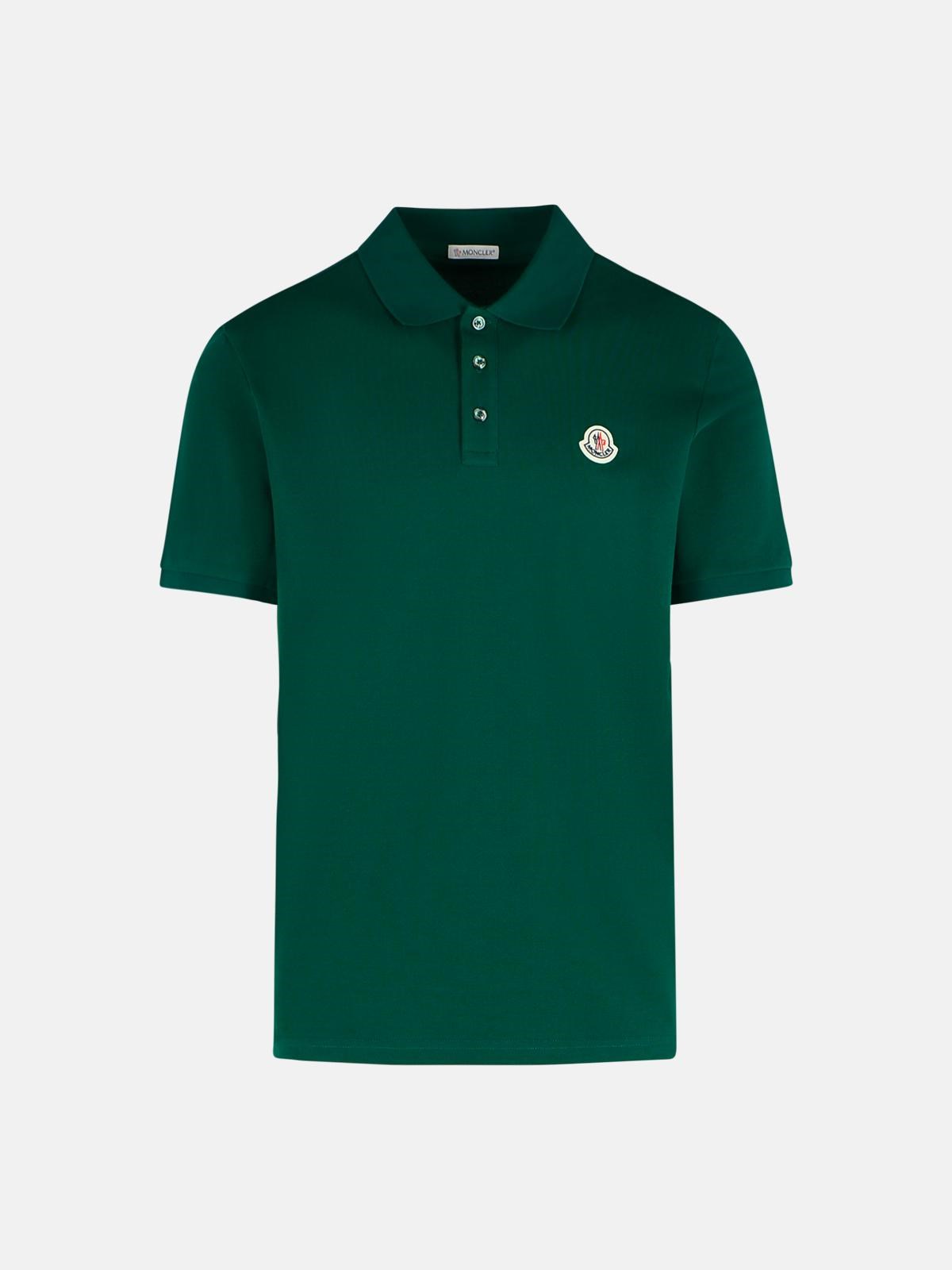 Moncler Polo Shirt In Green Cotton In Green