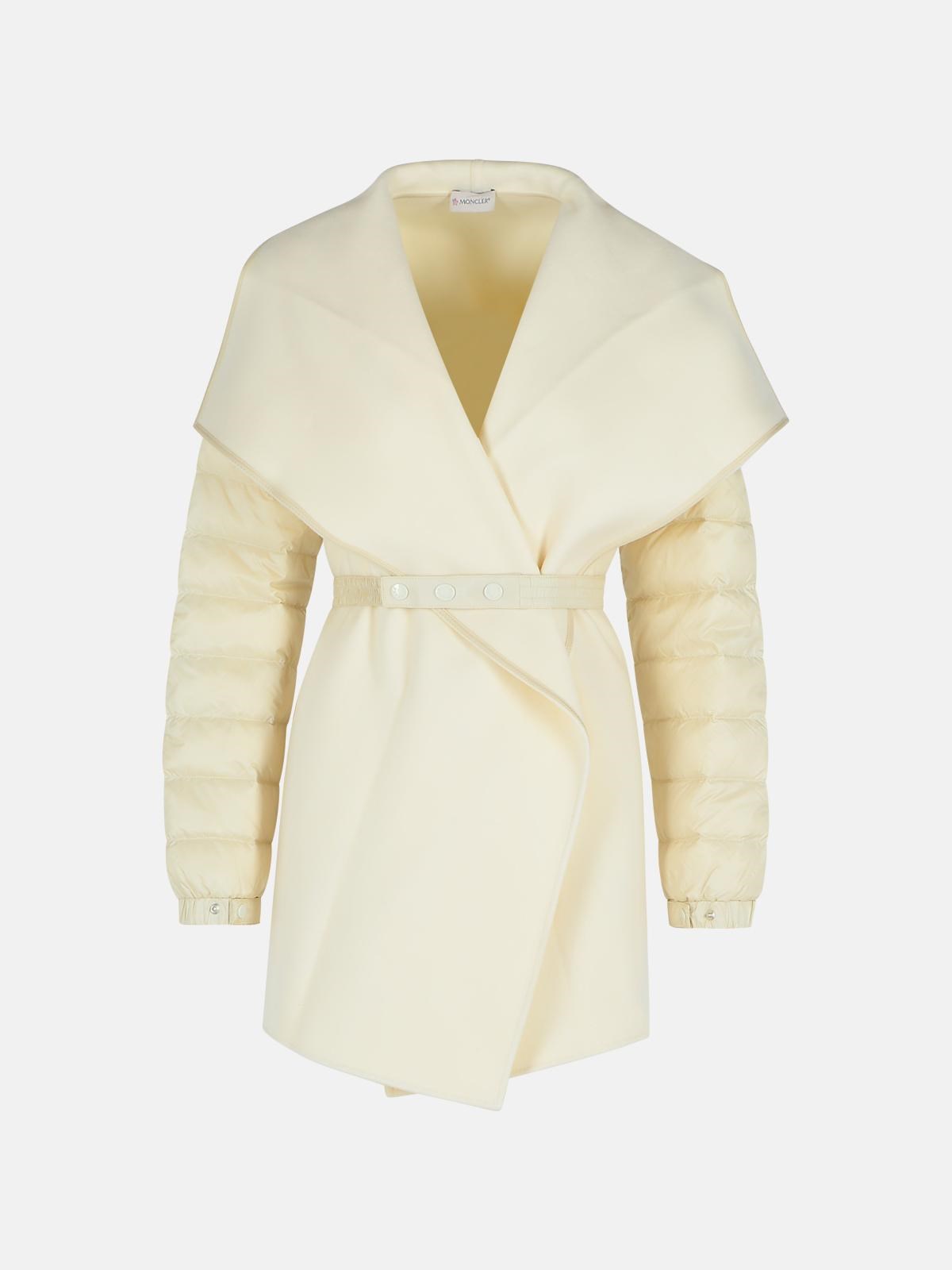 Moncler Ivory Wool Blend Cape In Ivory
