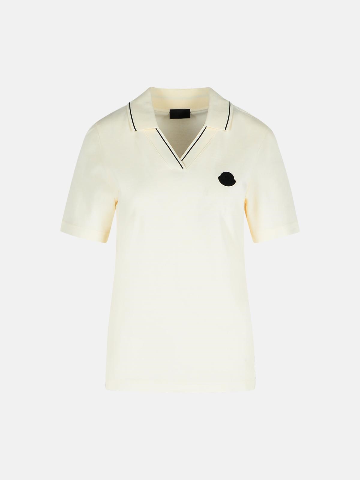 Moncler Ivory Cotton Polo Shirt