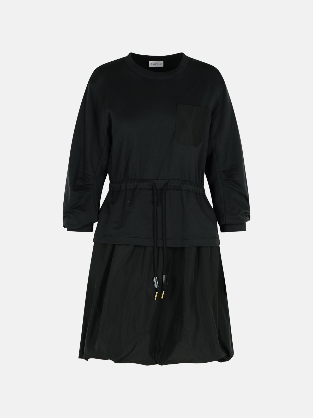 Moncler Black Cotton Dress In Black