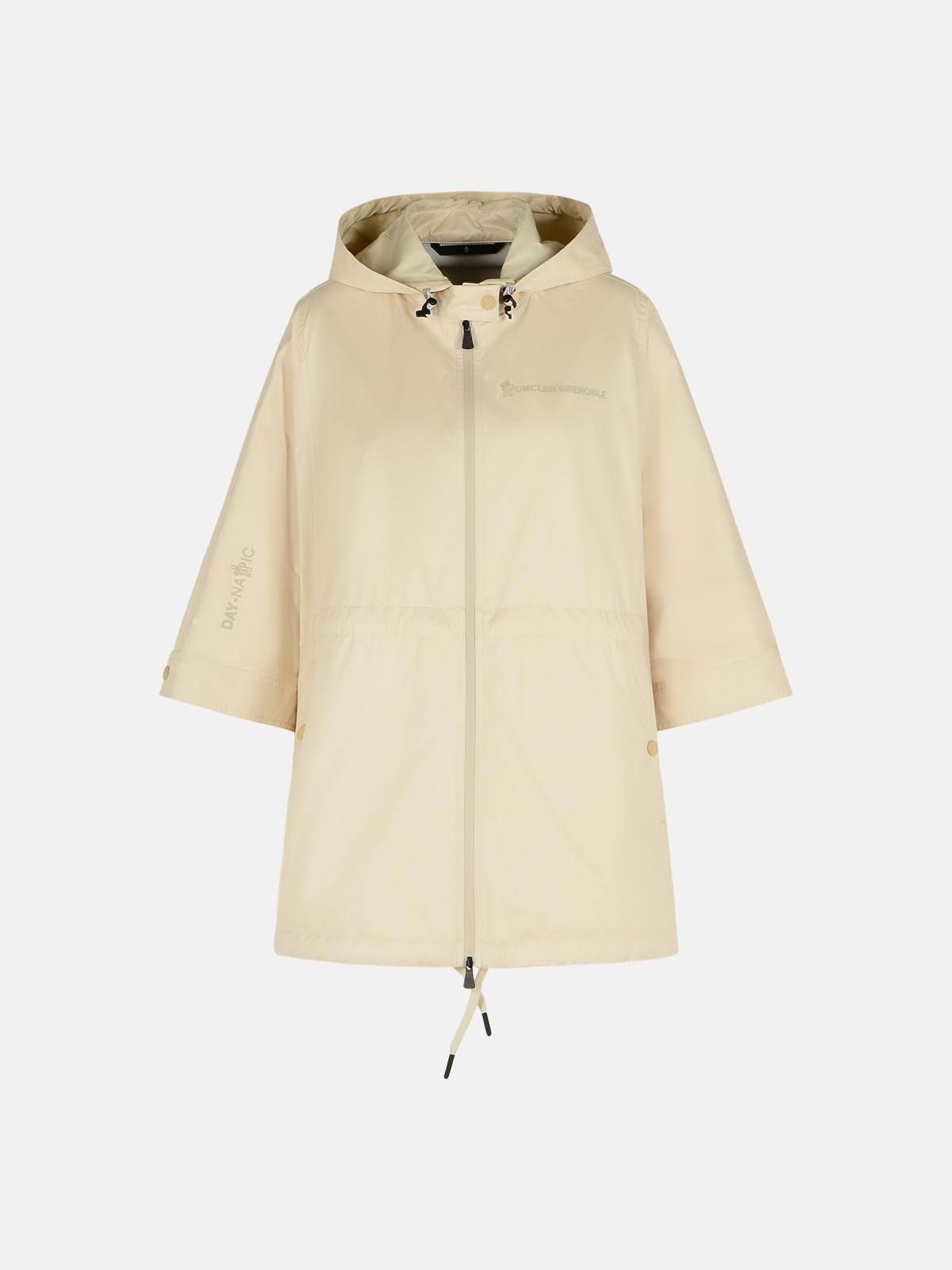 Moncler 'vorassay' Beige Nylon Cape In Beige