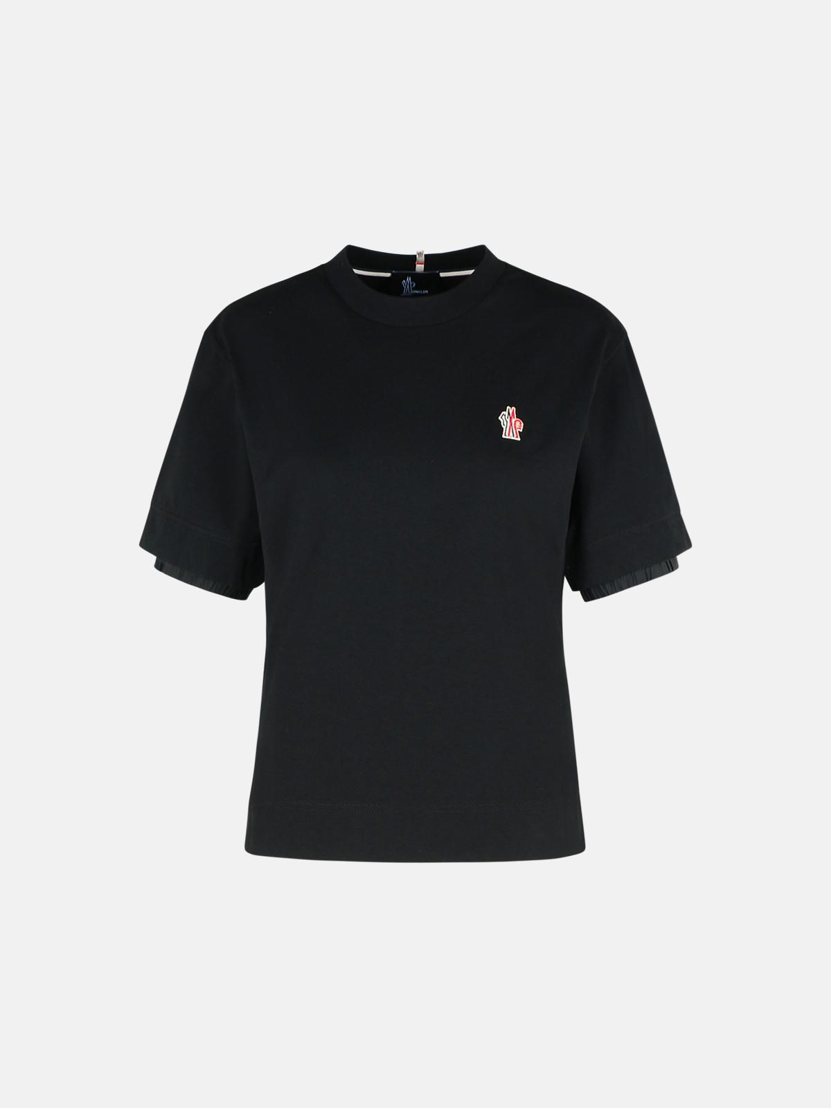 Moncler Black Cotton T-shirt In Black