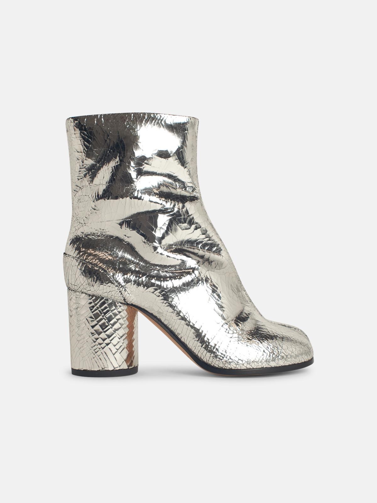 Maison Margiela 'tabi' Silver Leather Ankle Boots