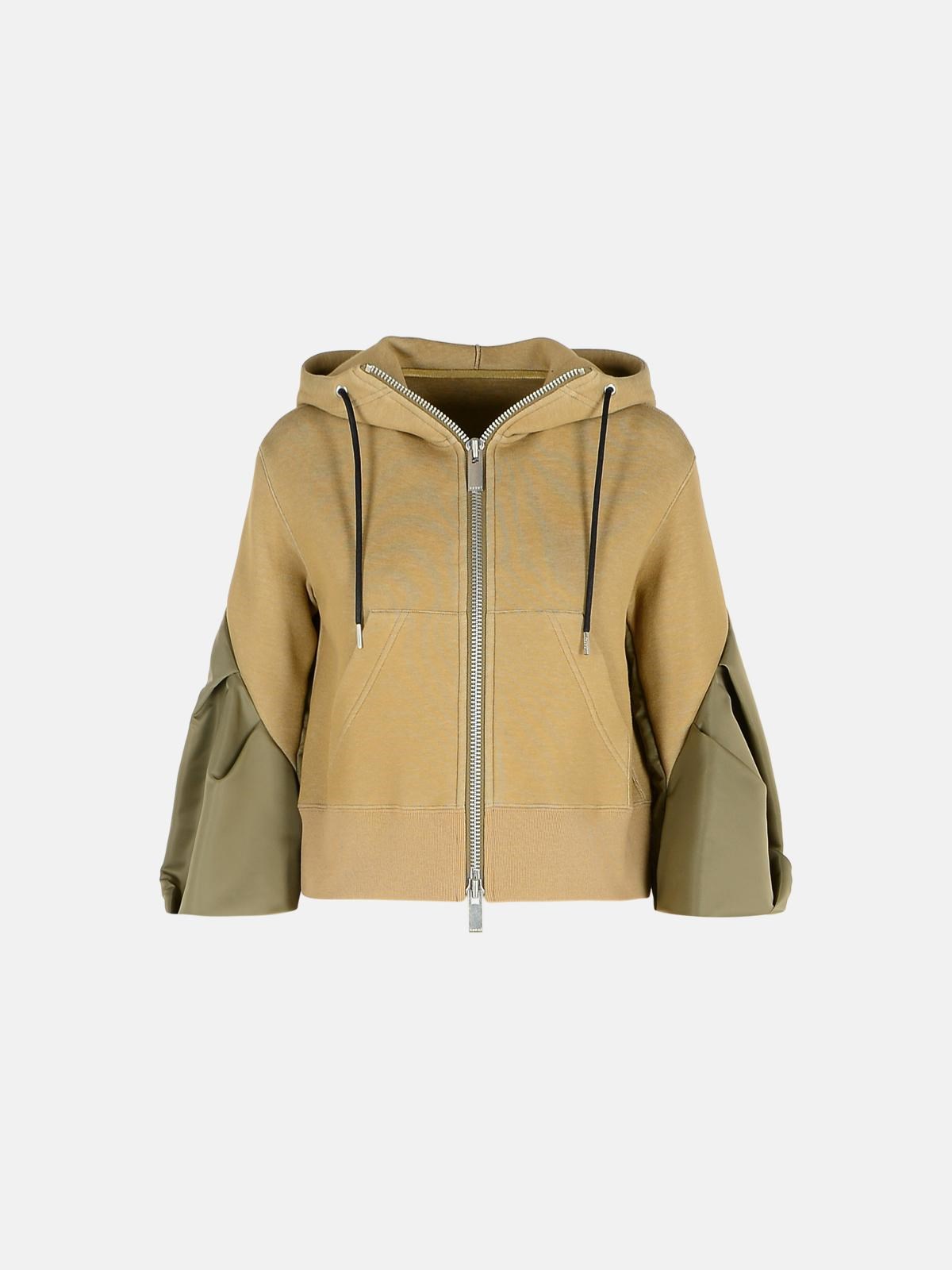 Sacai Green Cotton Blend Sweatshirt In Beige