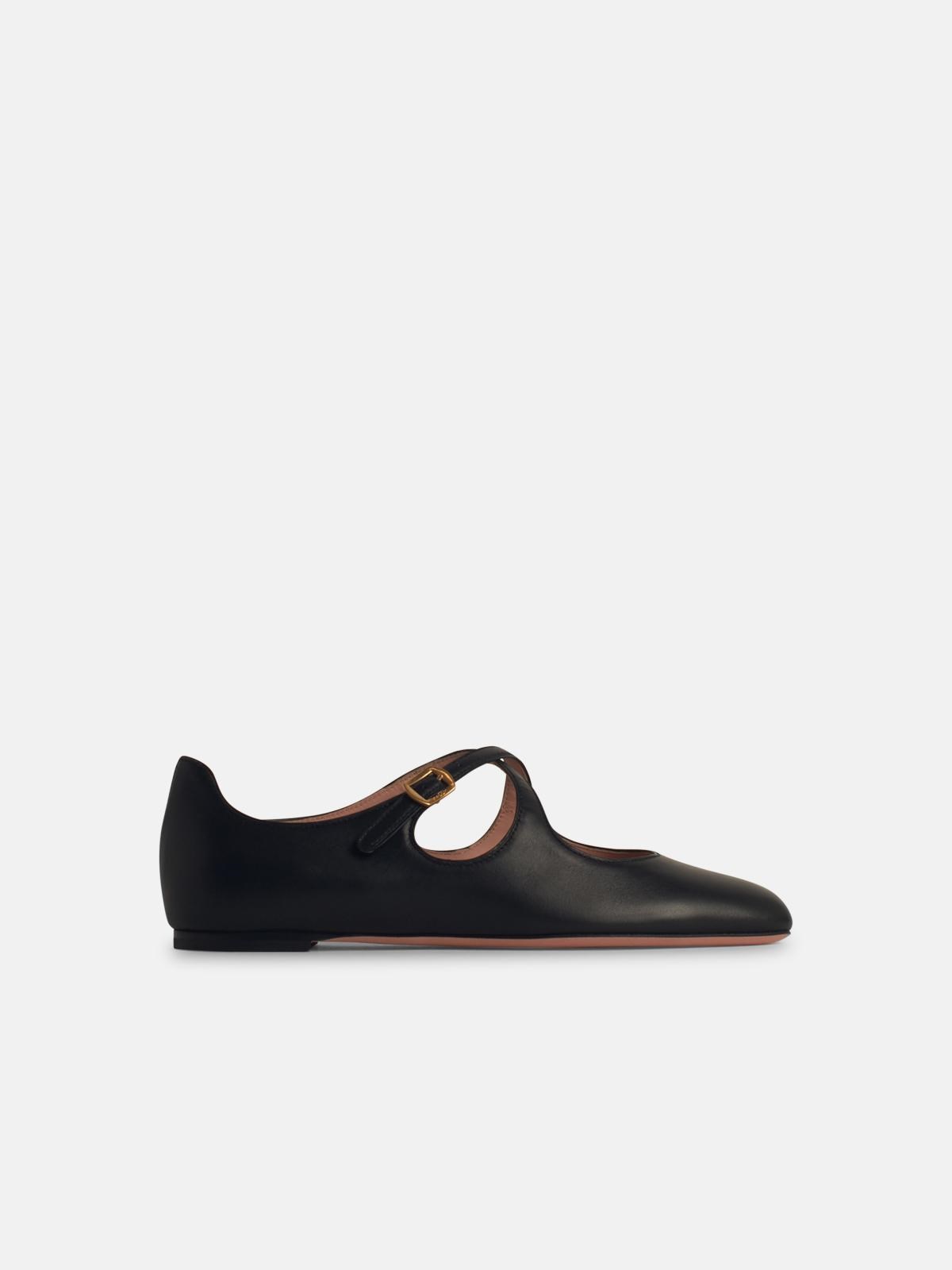 Bally 'beliska' Black Leather Ballet Flats In Black