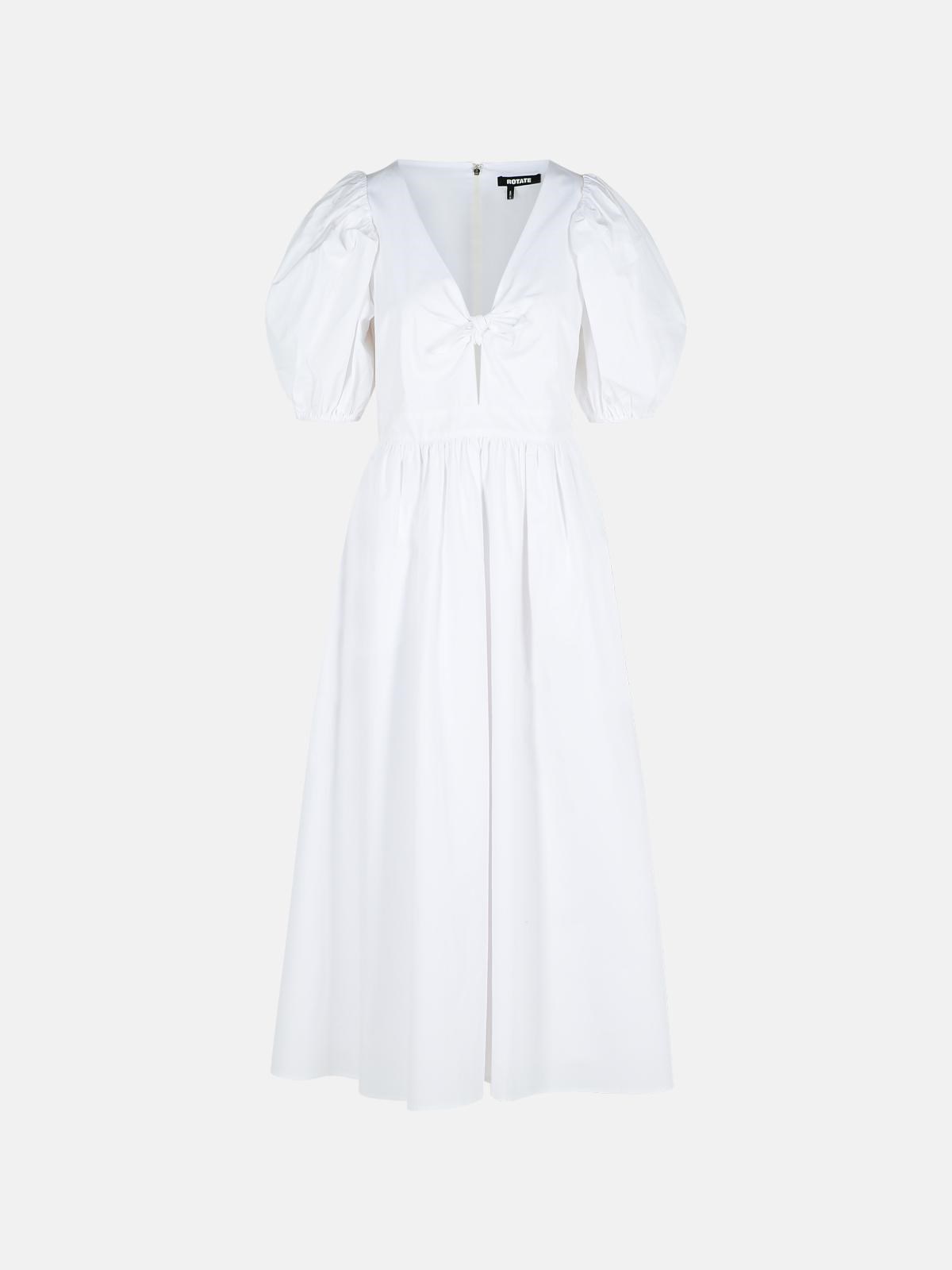 Rotate Birger Christensen 'puff' White Cotton Dress In White
