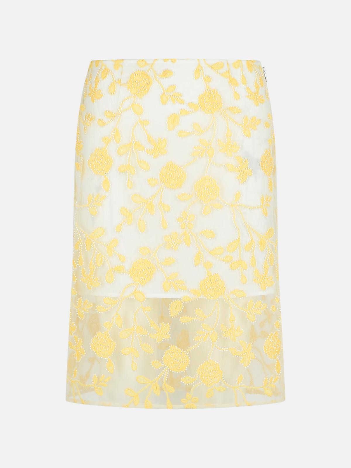 Rotate Birger Christensen 'pencil Flower' Yellow Polyester Skirt In Yellow