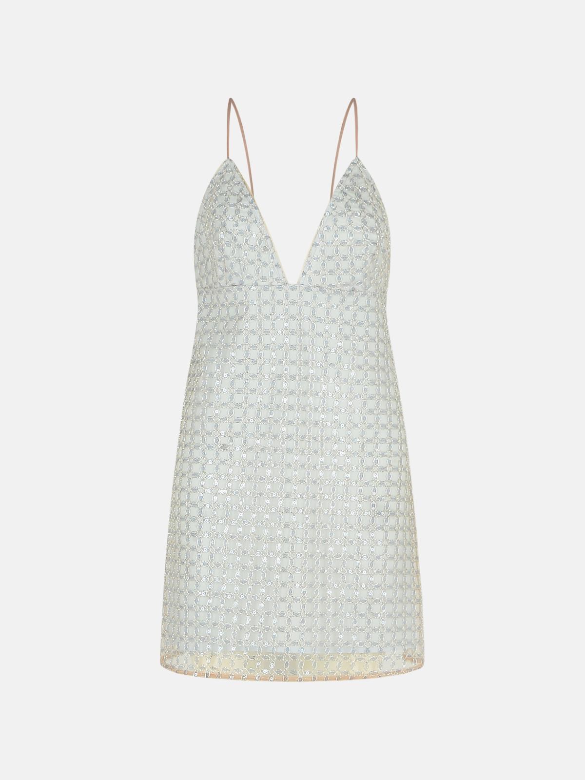 Rotate Birger Christensen 'beaded' Light Blue Polyester Dress In Beige