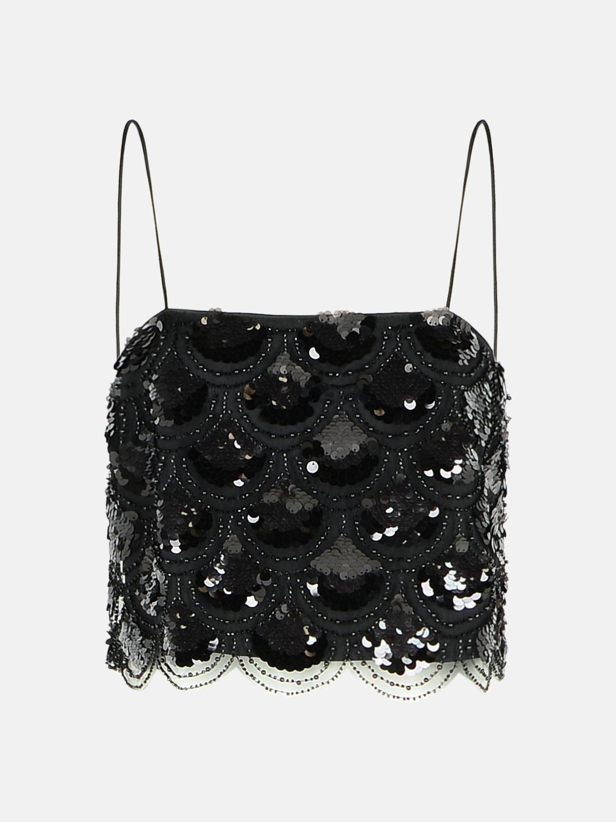 Rotate Birger Christensen 'sequin' Black Polyester Top In Black