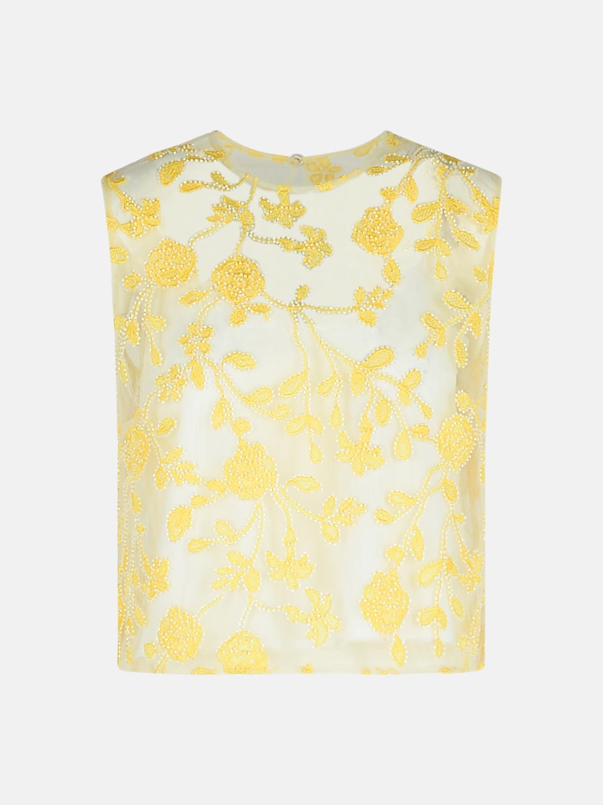 Rotate Birger Christensen 'flower' Yellow Polyester Tank Top In Yellow