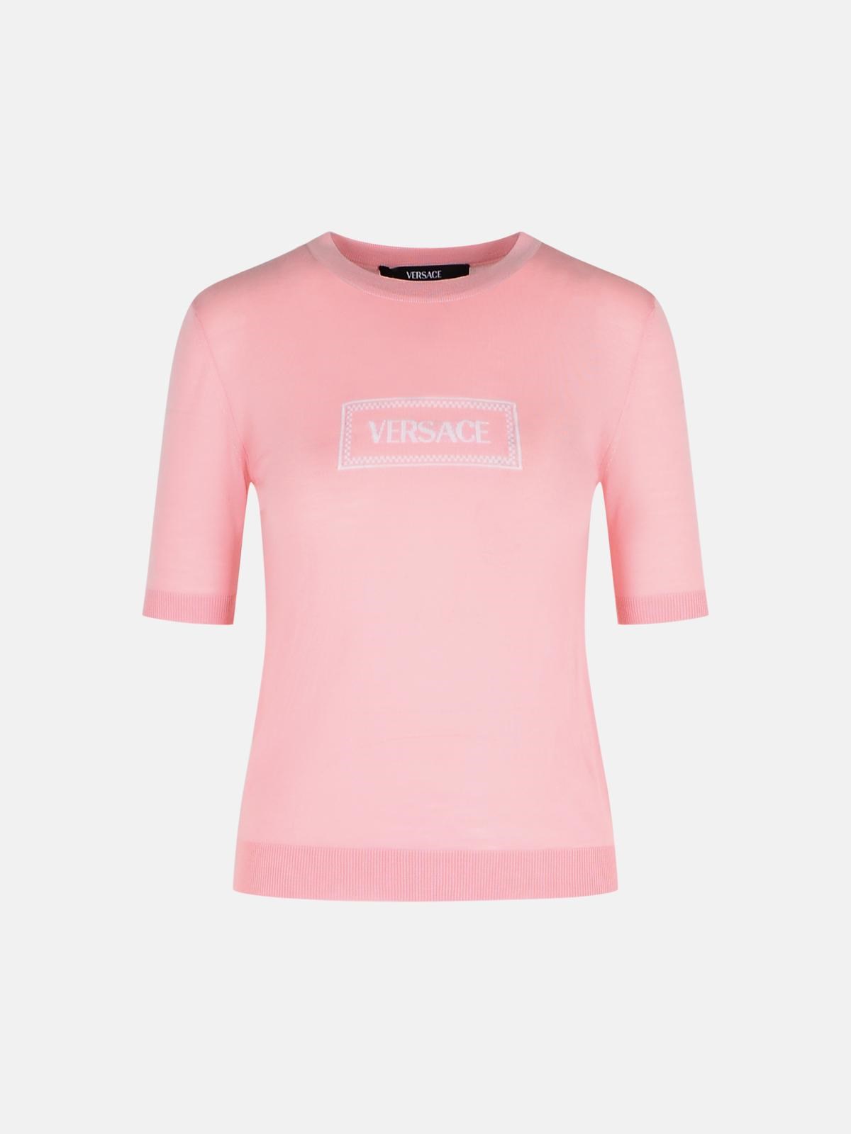 Versace Pink Virgin Wool Sweater In Pink