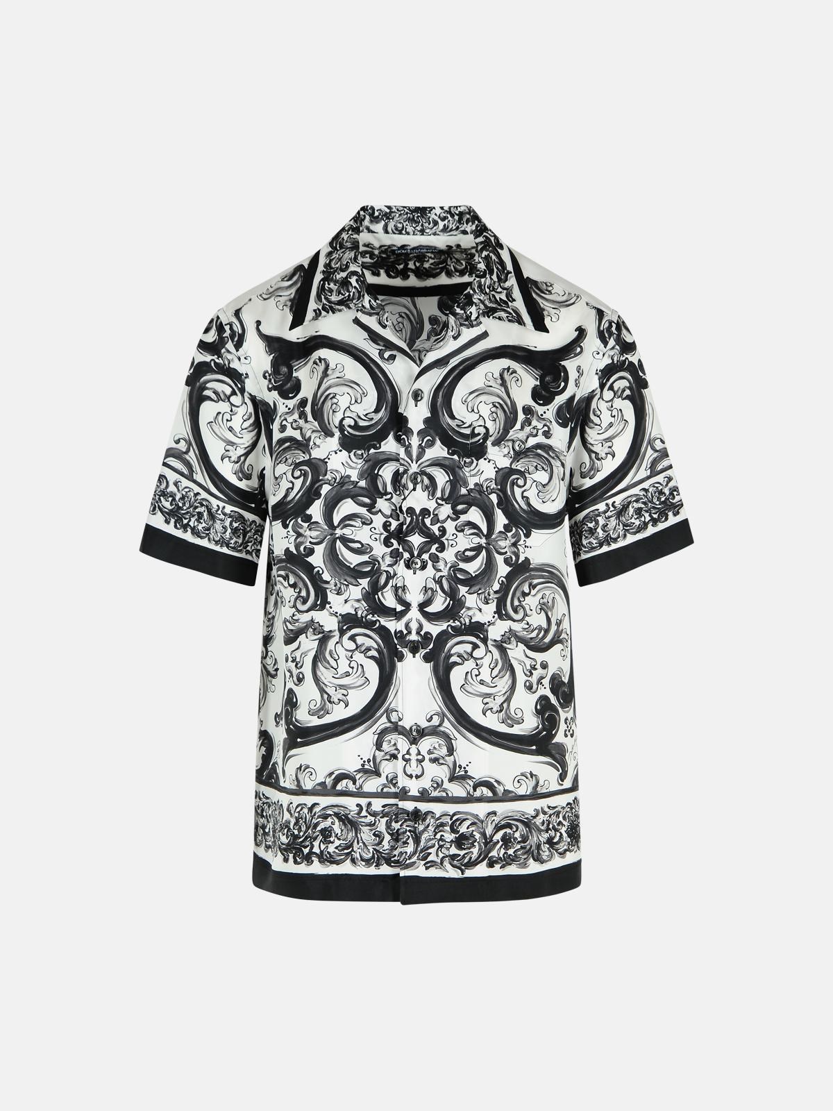 Dolce & Gabbana 'maiolica' Black Silk Shirt
