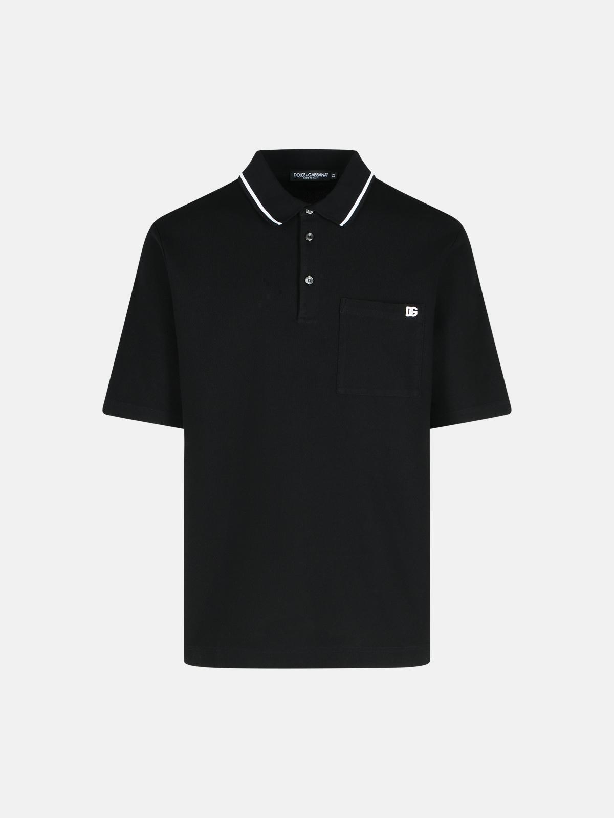 Dolce & Gabbana Black Cotton Polo Shirt
