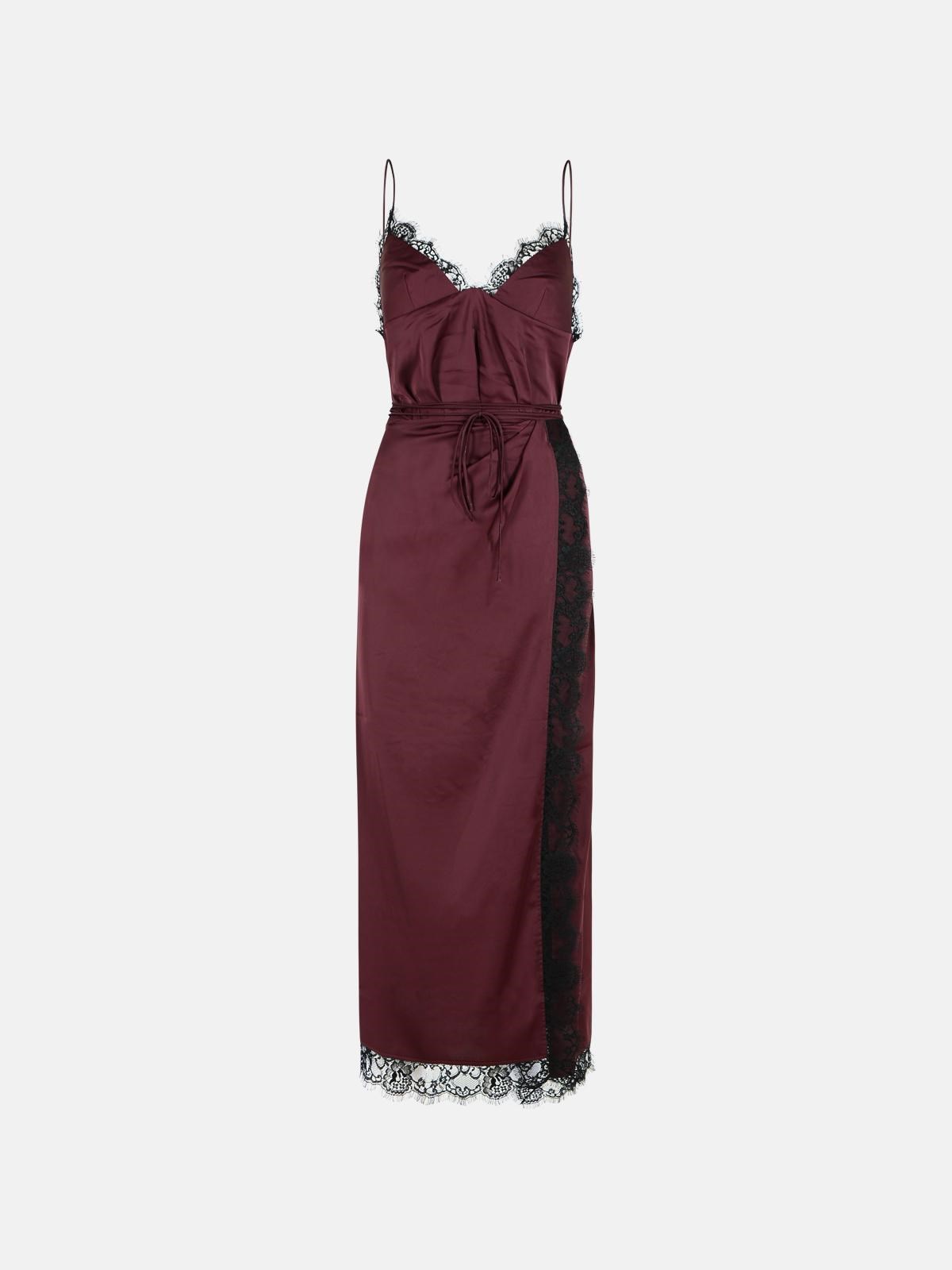 The Andamane Burgundy Polyester Blend Dress In Burgundy