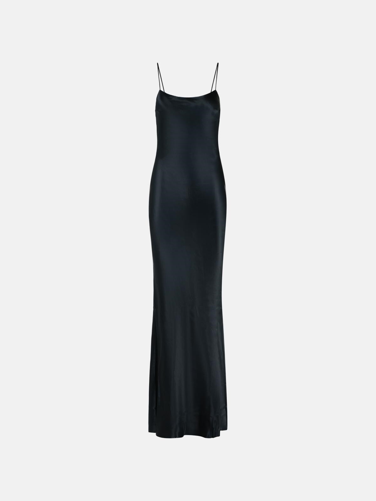 The Andamane 'ninfea' Long Black Viscose Dress In Black