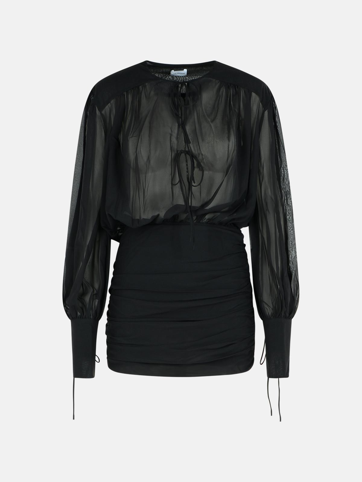 THE ANDAMANE 'Yulia' Black Silk Mini Dress