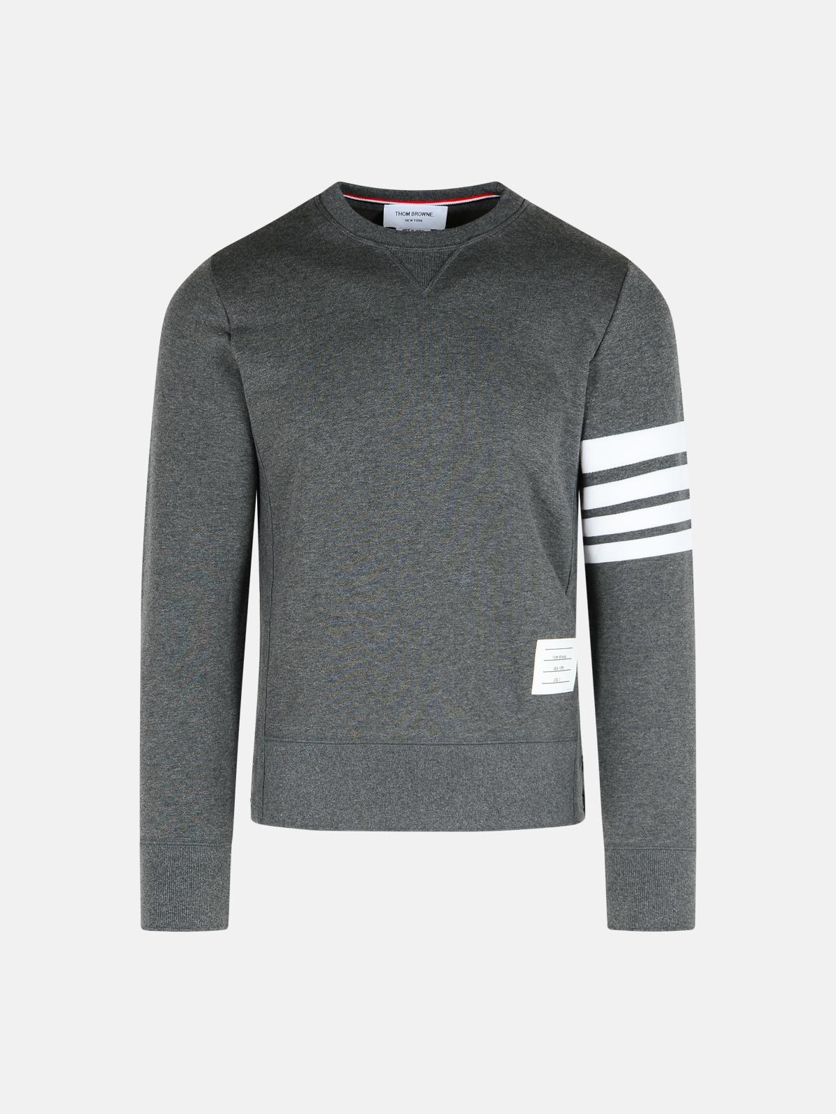 THOM BROWNE THOM BROWNE '4 Bar' Dark Grey Cotton Sweatshirt