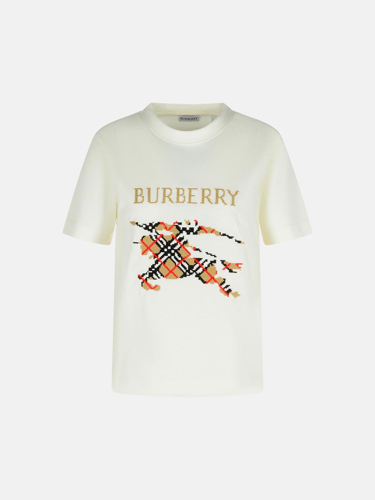 【関税＆送料込み】Burberry 'Frankie' Ivory Cotton T-Shirt Burberry 'frankie' Ivory Cotton T-shirt in White | Lyst