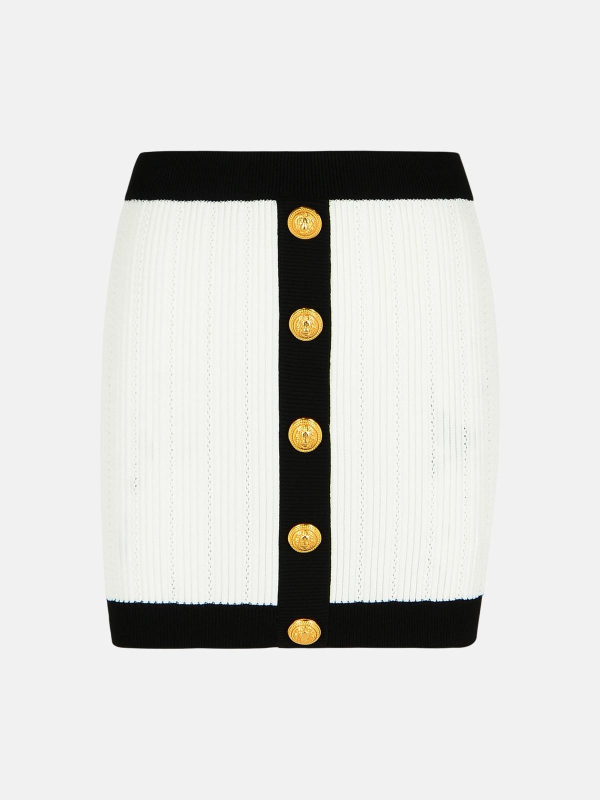 Balmain Mini Skirt In White Viscose Blend