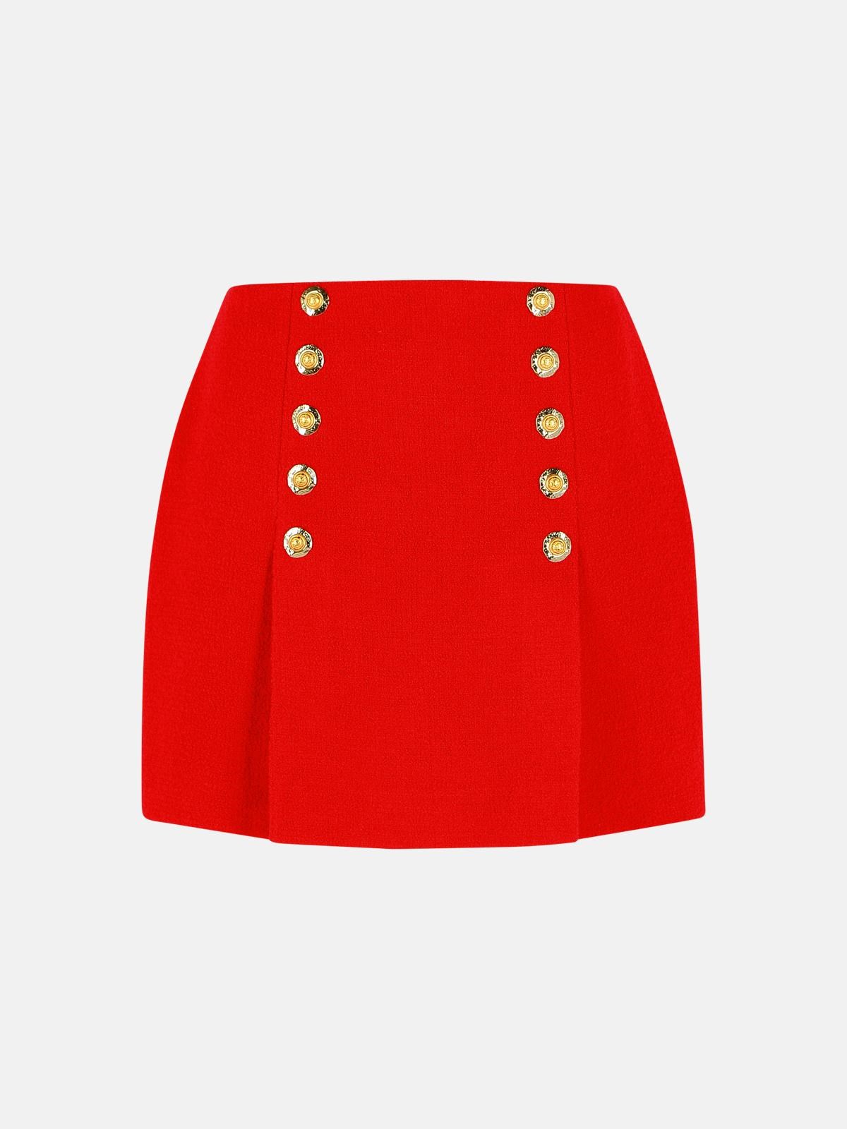 Balmain Short Skirt In Red Virgin Wool
