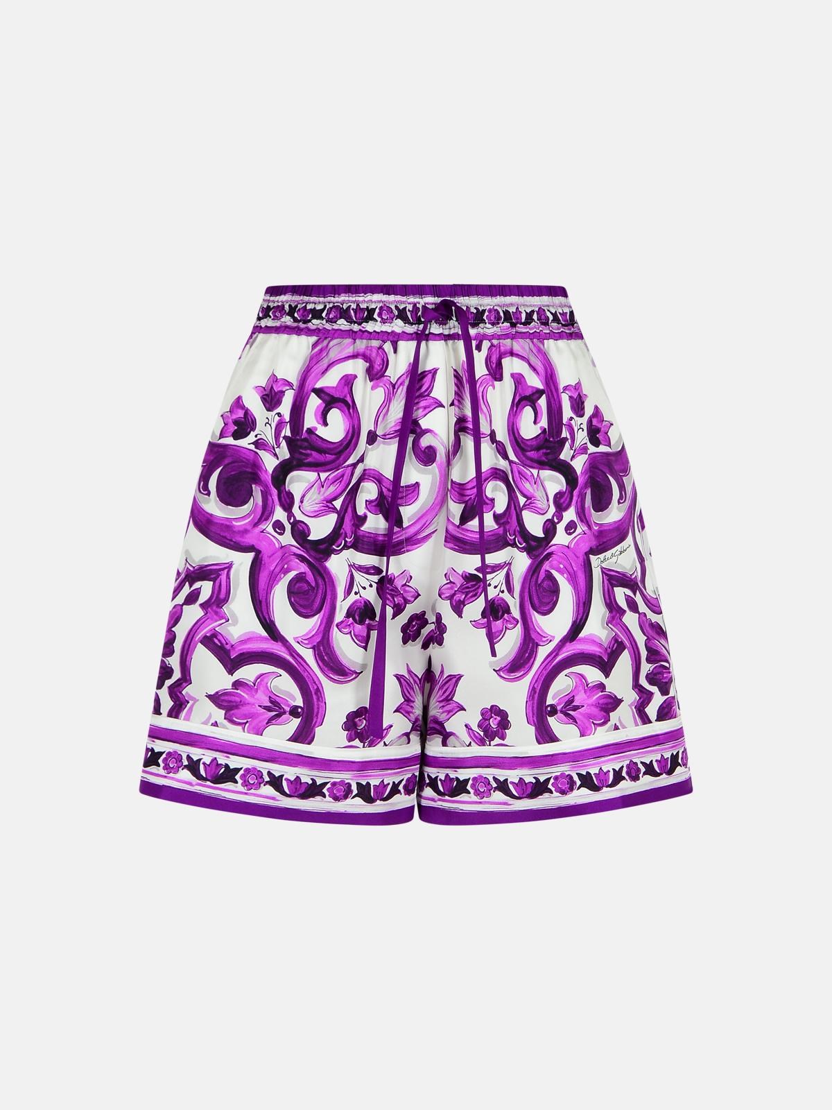 Dolce & Gabbana Shorts In Majolica Print Silk Twill