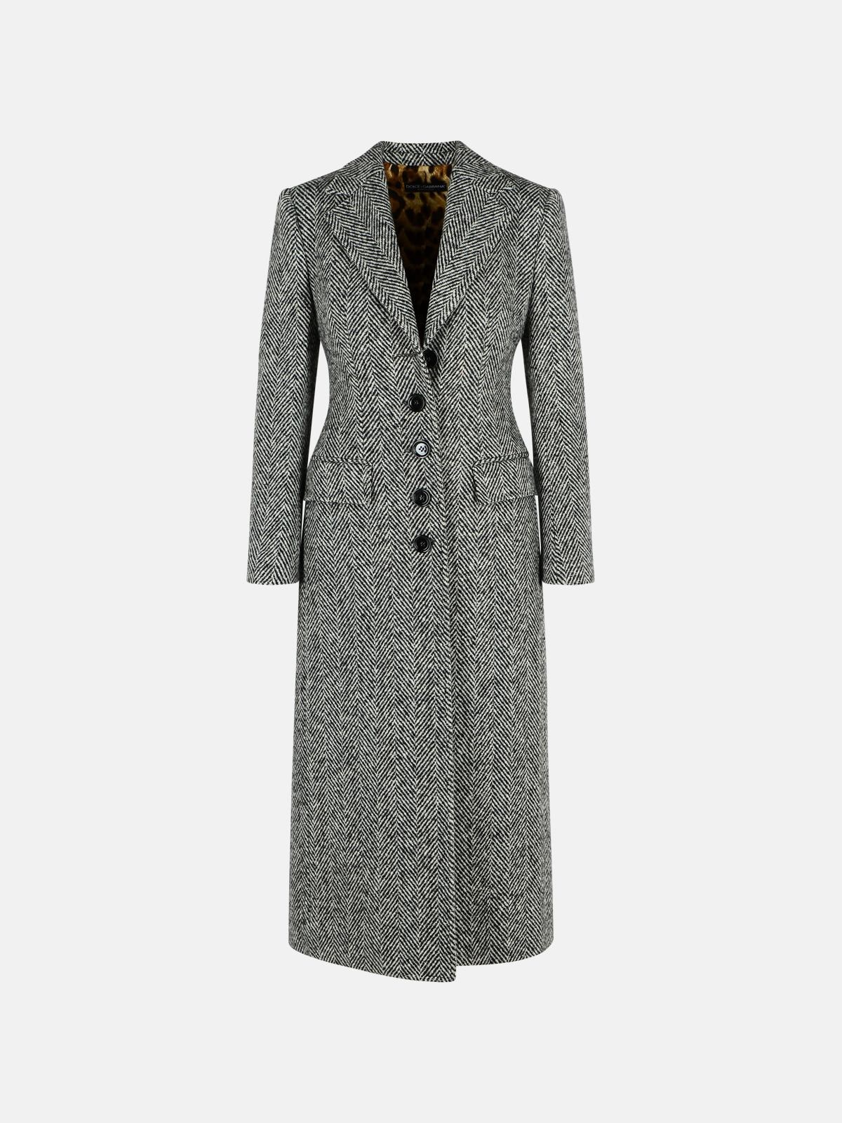 Dolce & Gabbana Two-tone Virgin Wool Coat In Gray