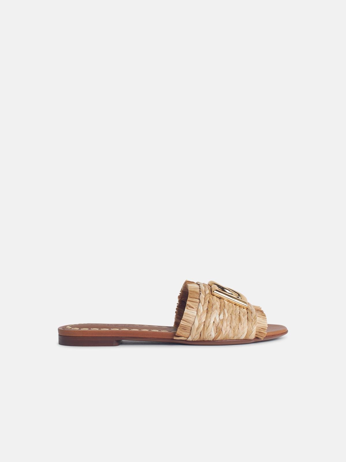 Dolce & Gabbana Beige Raffia Braid Slipper
