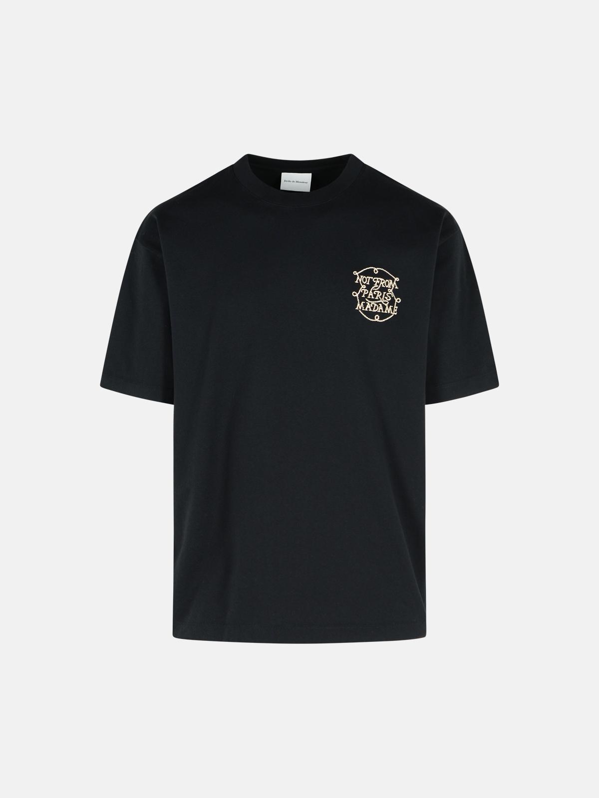 Drôle De Monsieur Black Cotton T-shirt In Black