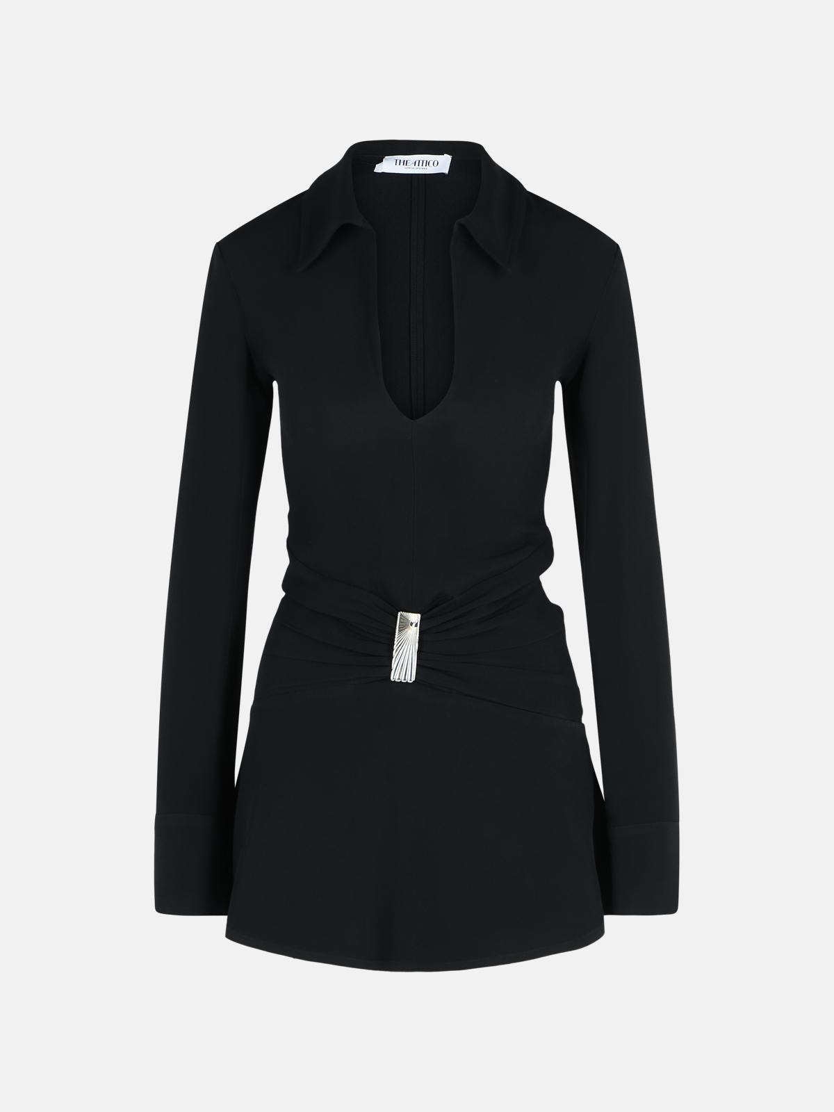 THE ATTICO Black Viscose Blend Mini Dress