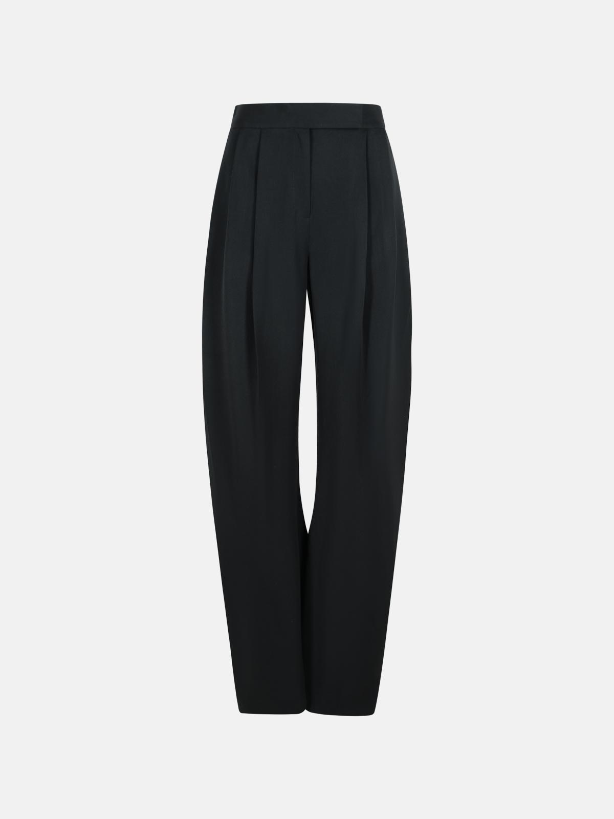Attico 'gary' Long Black Virgin Wool Pants In Black