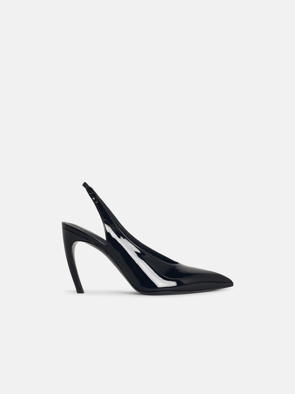 Attico Slingback 'viper' In Black Synthetic Paint