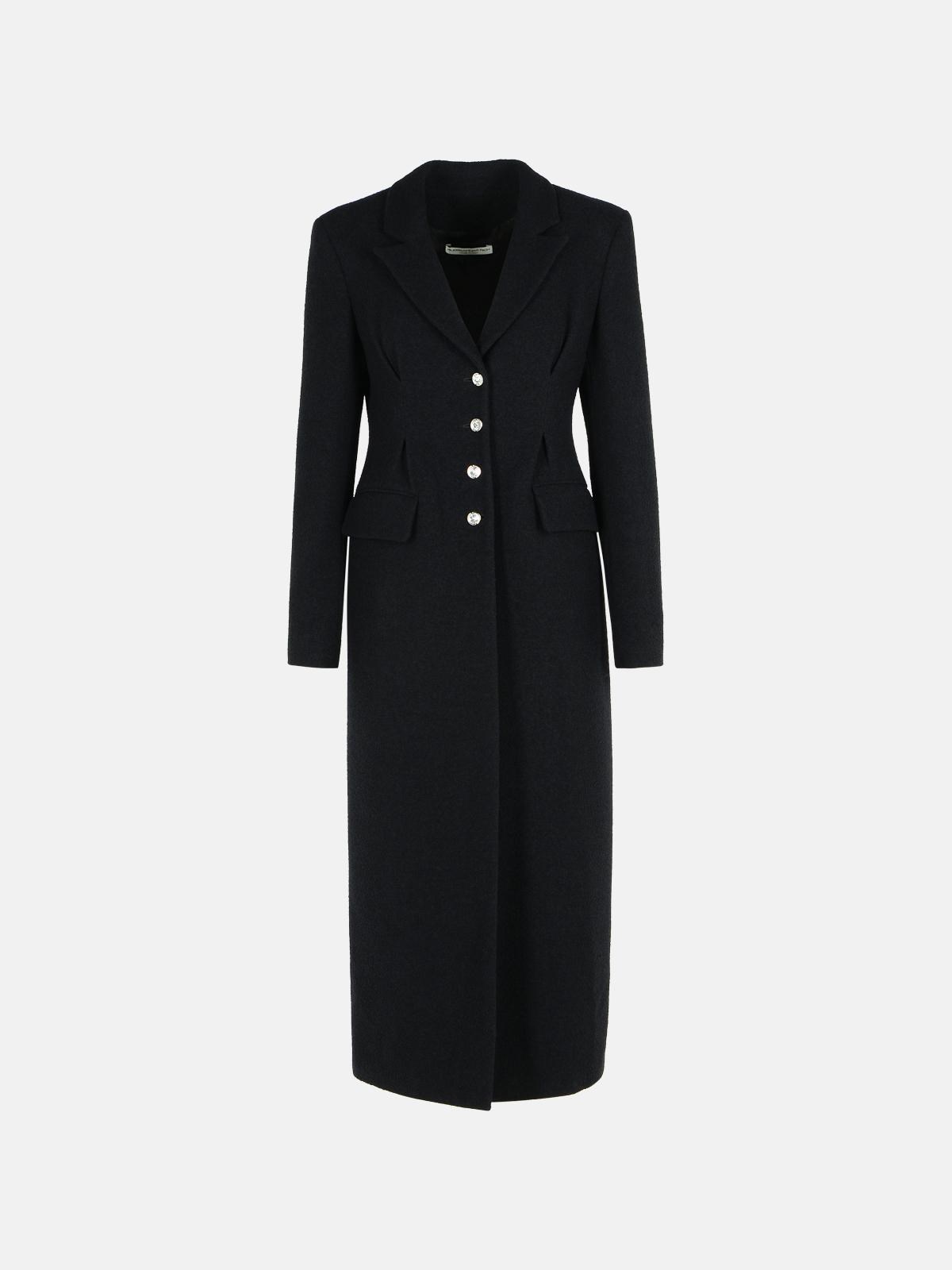 Alessandra Rich Black Virgin Wool Blend Coat In Black