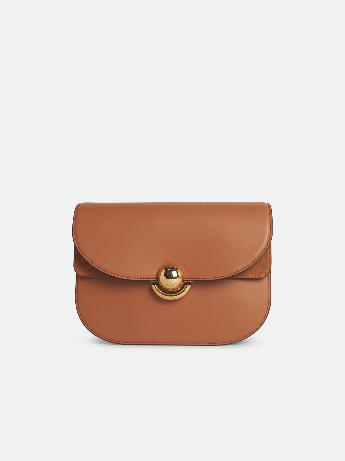 FURLA 'Sfera' Small Brown Leather Crossbody Bag