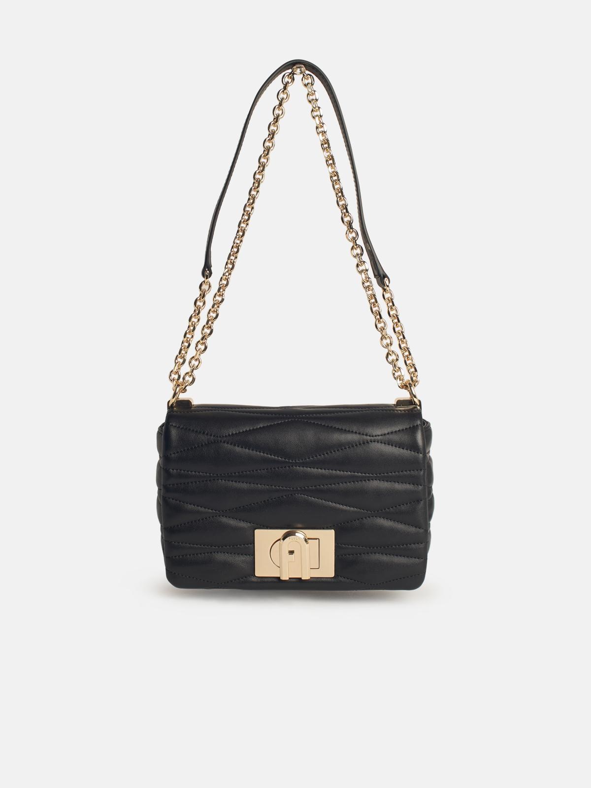 Furla '1927' Small Black Leather Crossbody Bag