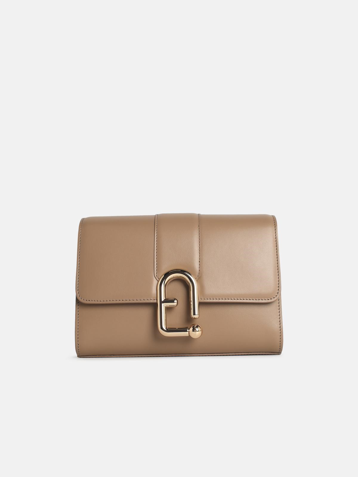 Furla 'urban S' Beige Leather Crossbody Bag In Sand
