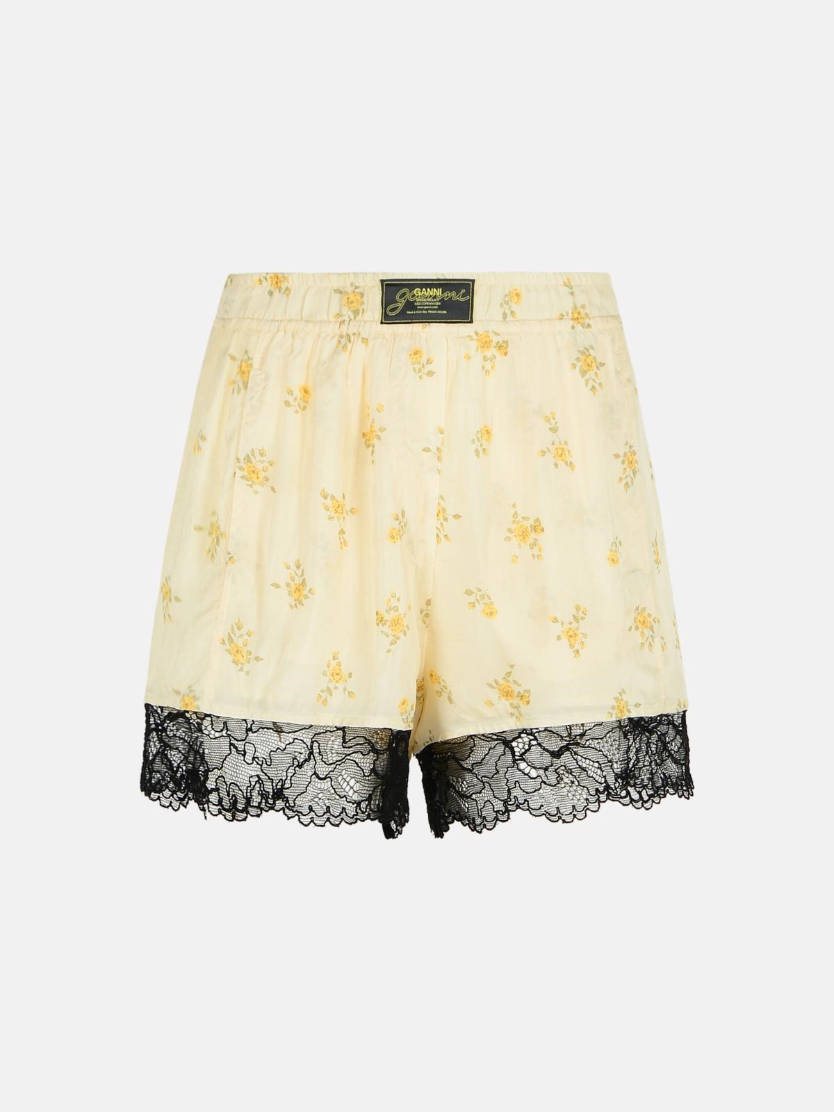 Ganni Yellow Viscose Shorts