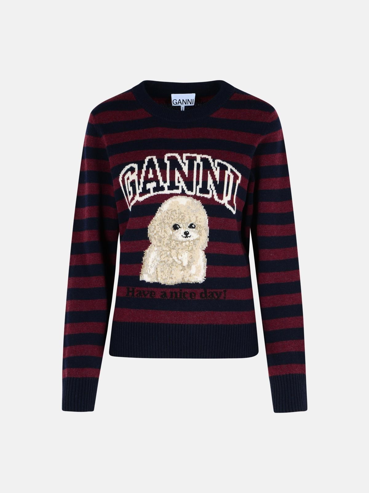 Ganni Multi Wool Blend Poodle Graphic Sweater In Multi